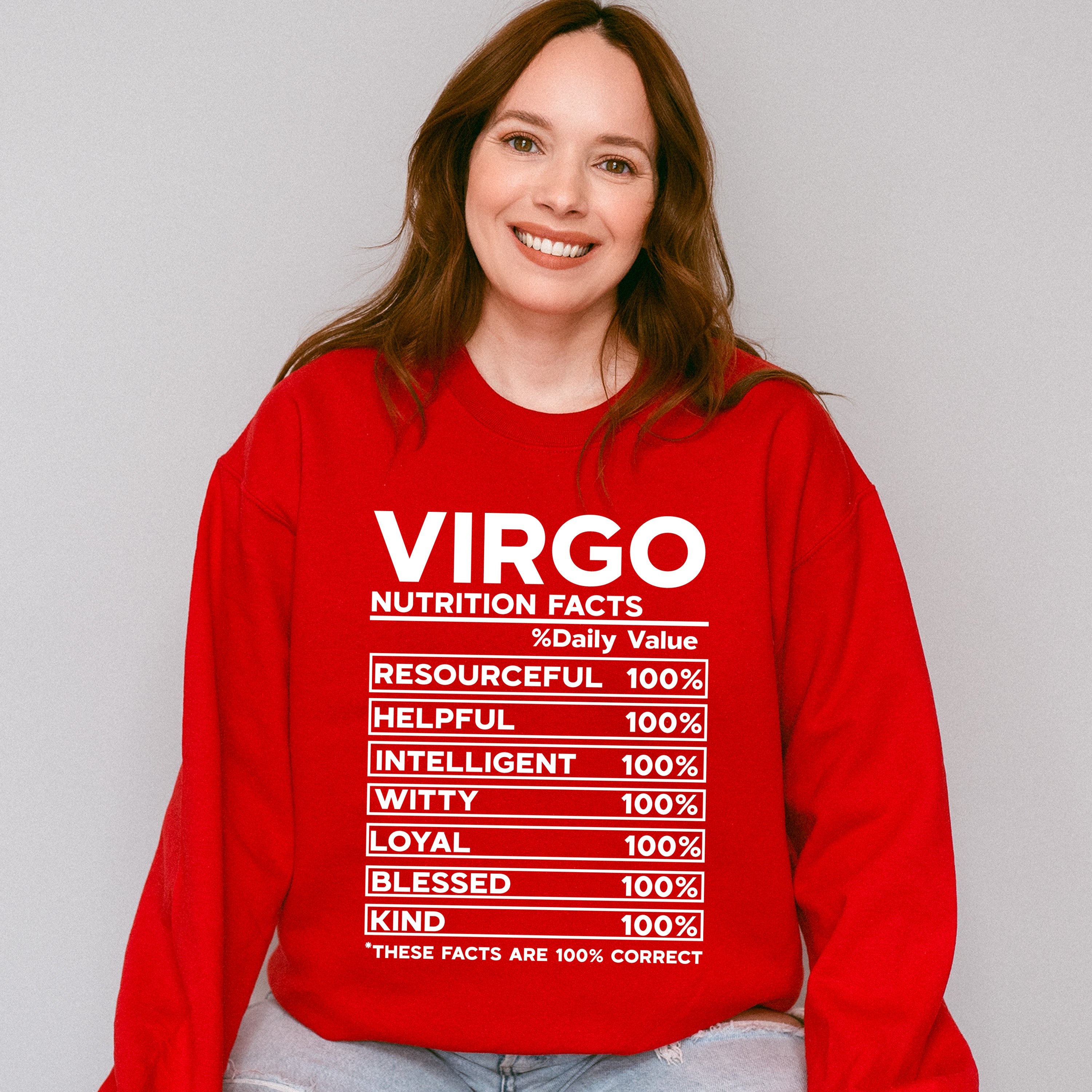 Virgo Nutrition Facts - Zodiac &amp; Horoscopes Unisex Crewneck T-Shirt Sweatshirt Hoodie