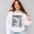 Scorpio Nutrition Facts - Zodiac & Horoscopes Unisex Crewneck T-Shirt Sweatshirt Hoodie