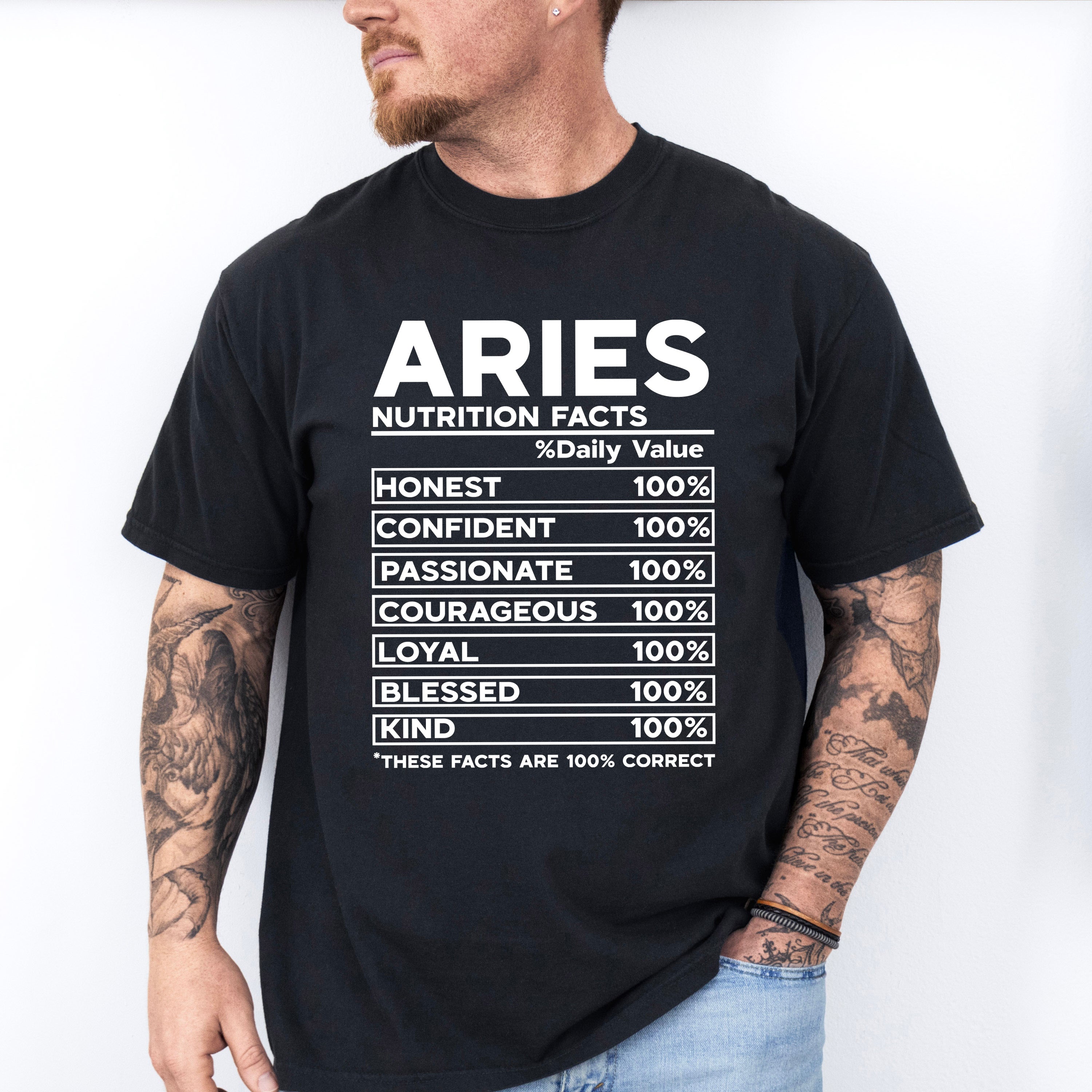 Aries Nutrition Facts - Zodiac &amp; Horoscopes Unisex Crewneck T-Shirt Sweatshirt Hoodie