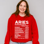 Aries Nutrition Facts - Zodiac & Horoscopes Unisex Crewneck T-Shirt Sweatshirt Hoodie