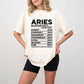 Aries Nutrition Facts - Zodiac & Horoscopes Unisex Crewneck T-Shirt Sweatshirt Hoodie