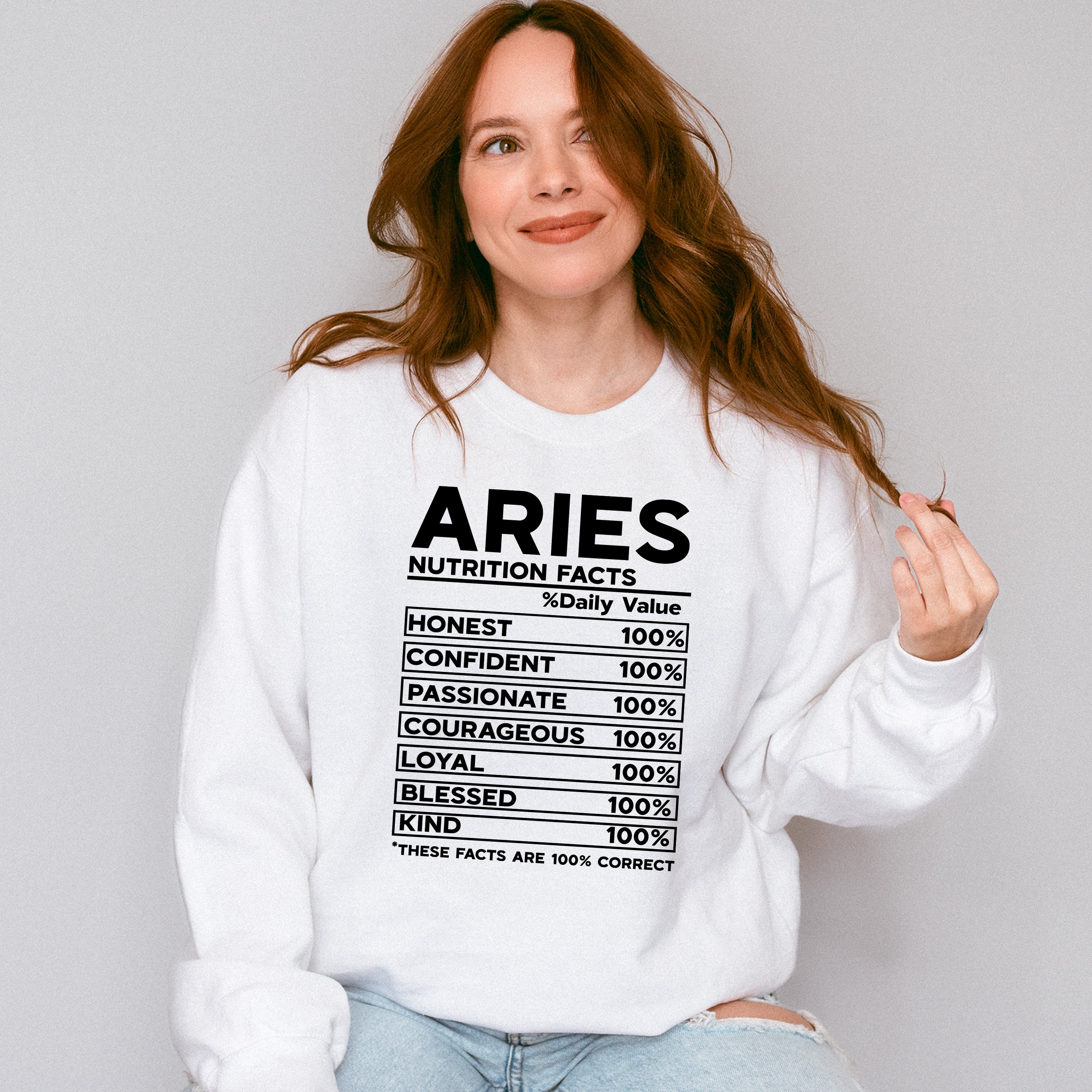 Aries Nutrition Facts - Zodiac &amp; Horoscopes Unisex Crewneck T-Shirt Sweatshirt Hoodie
