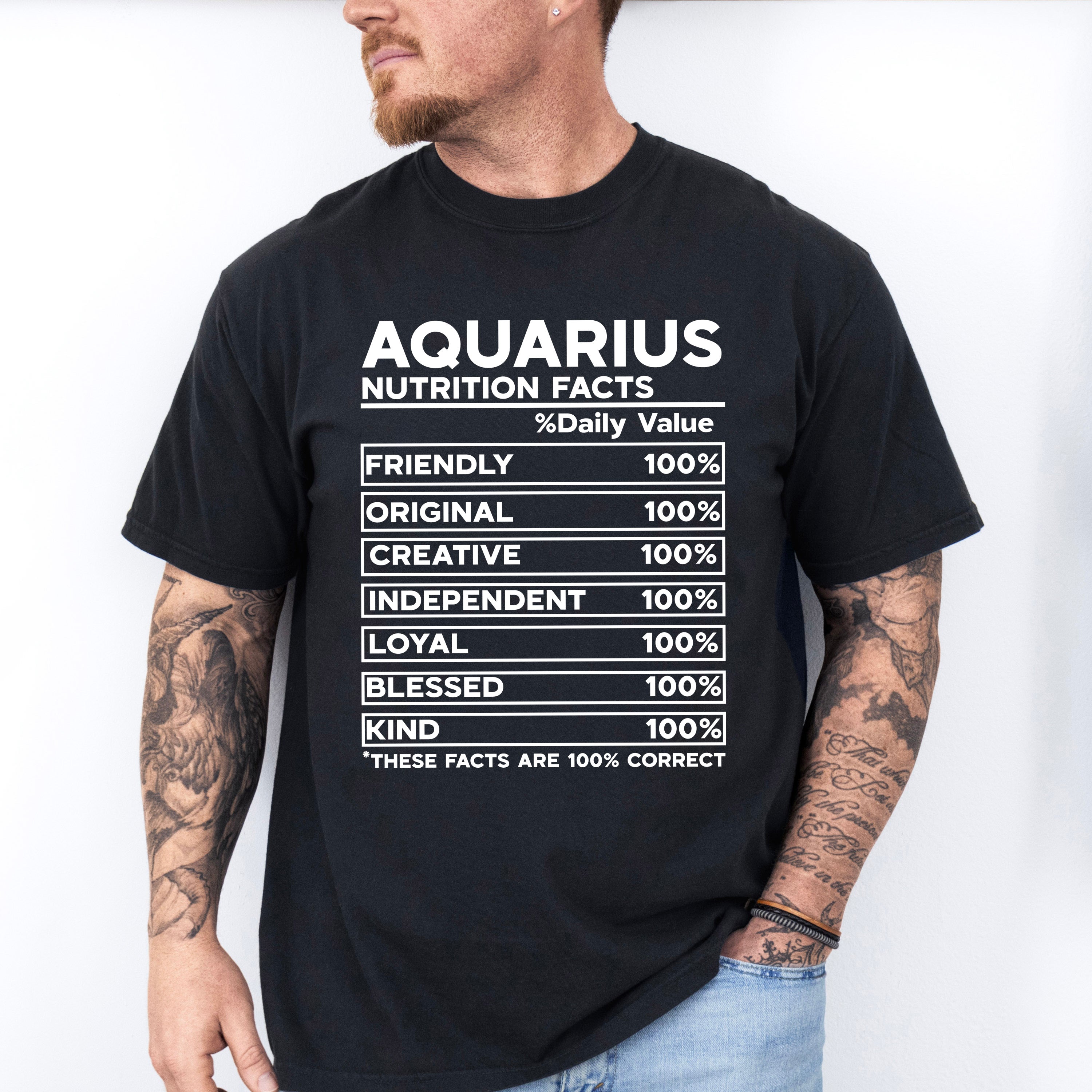 Aquarius Nutrition Facts - Zodiac &amp; Horoscopes Unisex Crewneck T-Shirt Sweatshirt Hoodie
