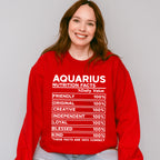 Aquarius Nutrition Facts - Zodiac & Horoscopes Unisex Crewneck T-Shirt Sweatshirt Hoodie