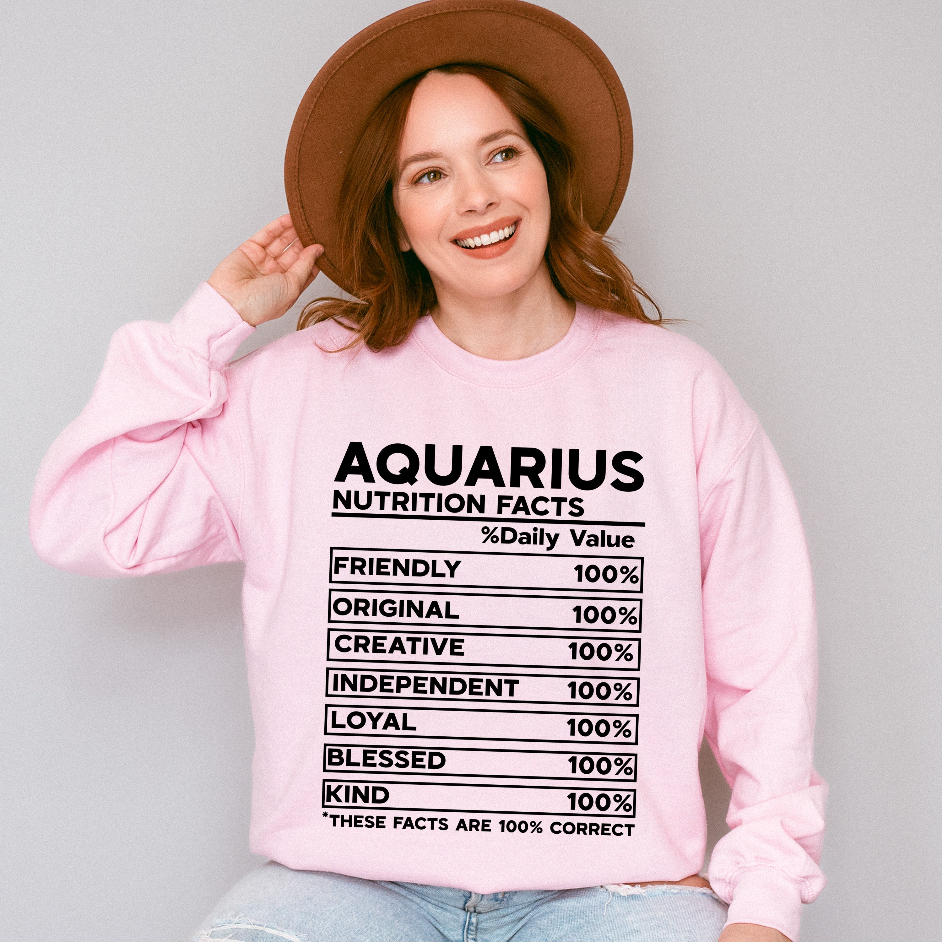 Aquarius Nutrition Facts - Zodiac &amp; Horoscopes Unisex Crewneck T-Shirt Sweatshirt Hoodie
