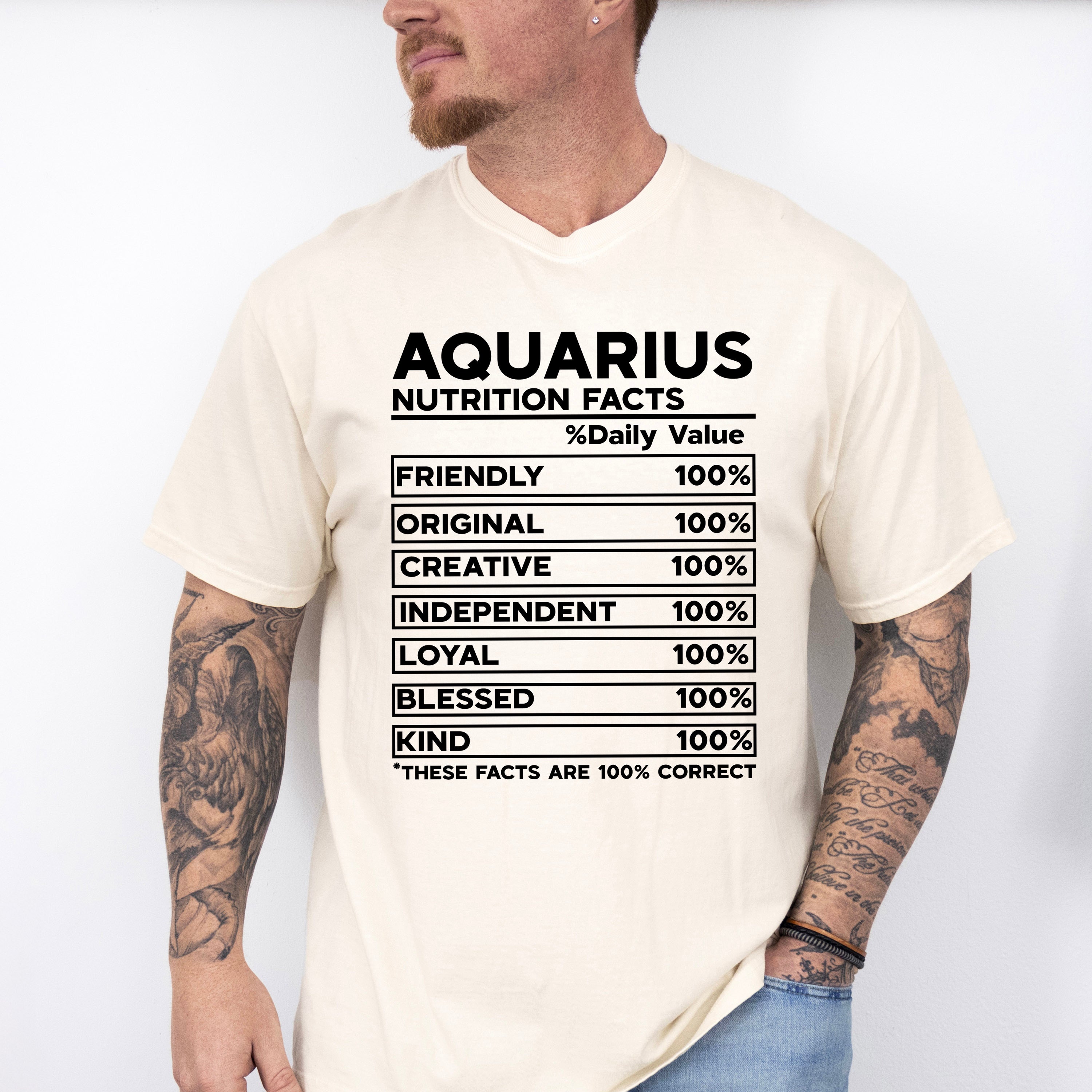 Aquarius Nutrition Facts - Zodiac &amp; Horoscopes Unisex Crewneck T-Shirt Sweatshirt Hoodie