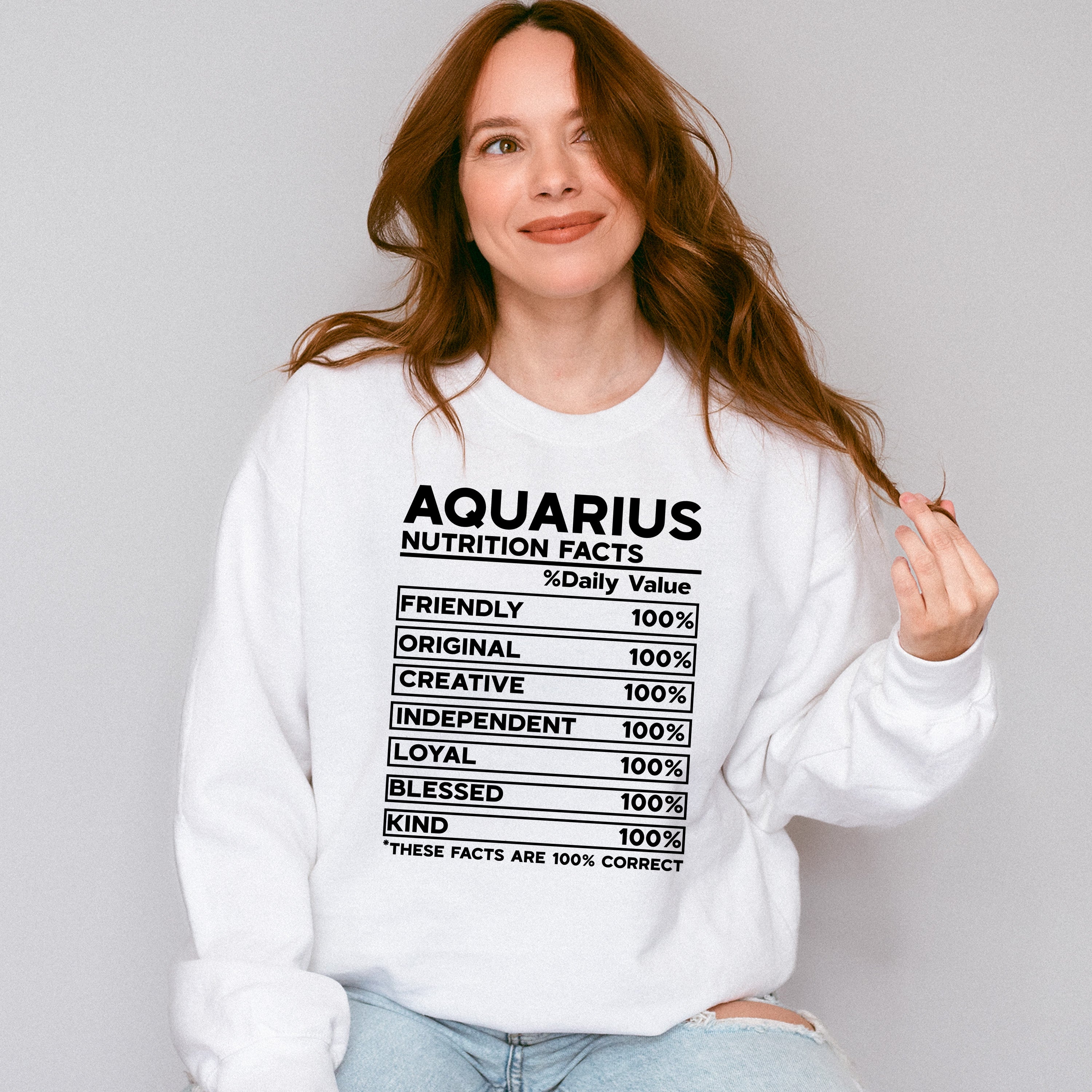 Aquarius Nutrition Facts - Zodiac &amp; Horoscopes Unisex Crewneck T-Shirt Sweatshirt Hoodie