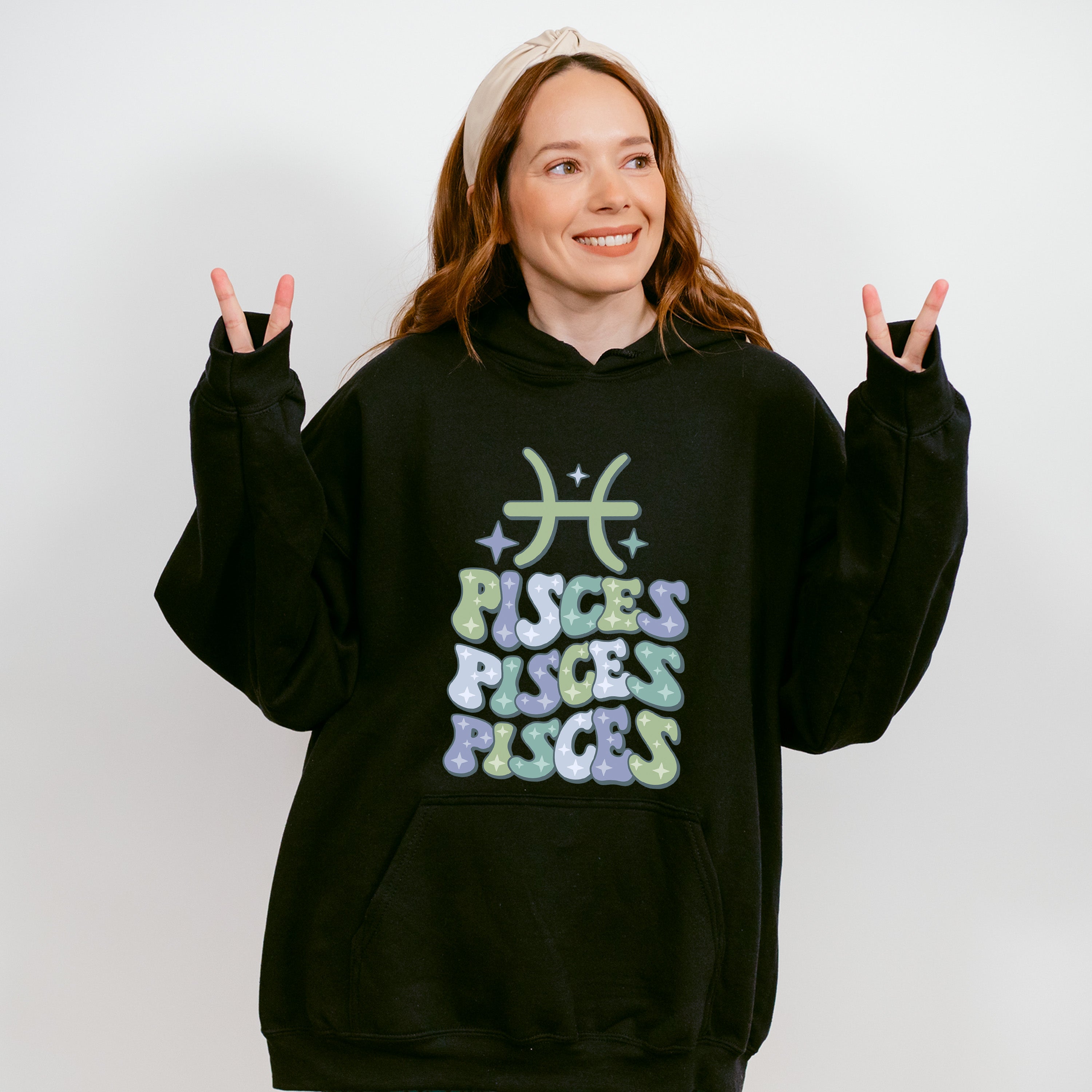 Groovy Pisces Design - Zodiac &amp; Horoscopes Unisex Crewneck T-Shirt Sweatshirt Hoodie