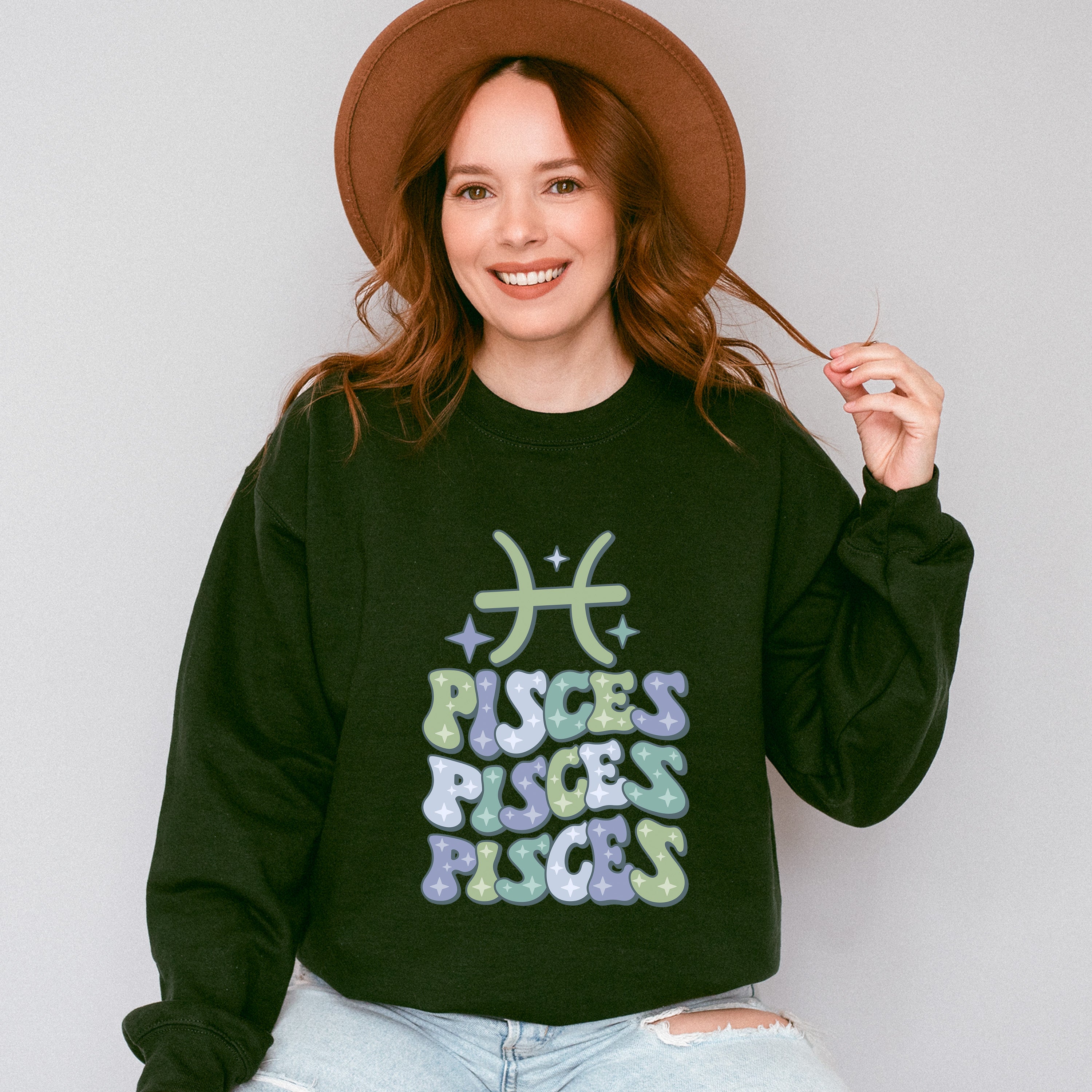 Groovy Pisces Design - Zodiac &amp; Horoscopes Unisex Crewneck T-Shirt Sweatshirt Hoodie
