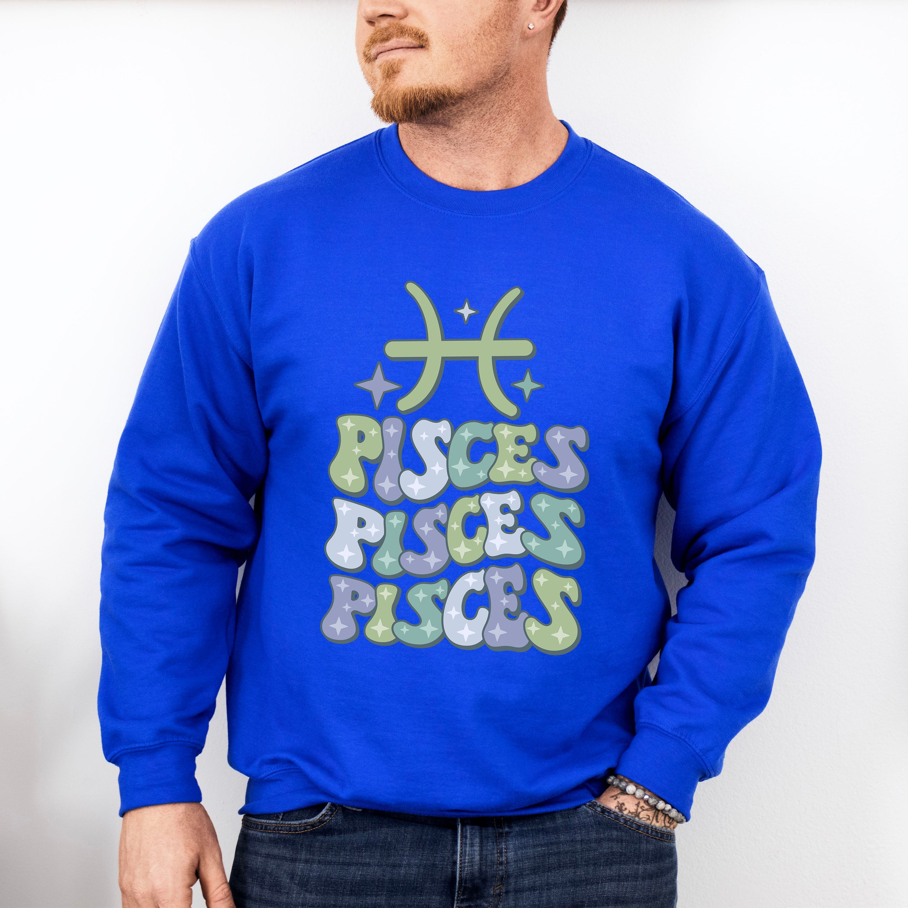 Groovy Pisces Design - Zodiac &amp; Horoscopes Unisex Crewneck T-Shirt Sweatshirt Hoodie