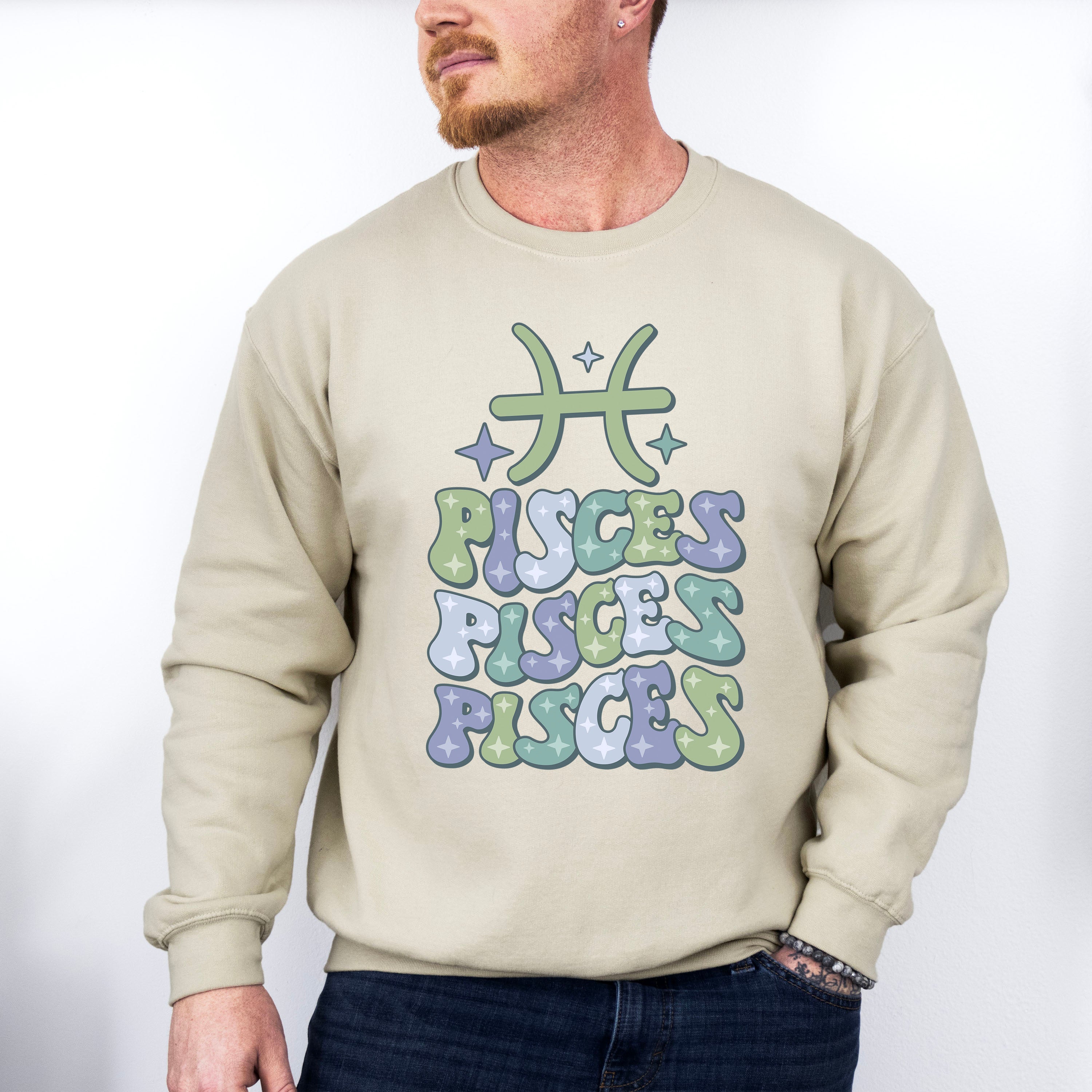 Groovy Pisces Design - Zodiac &amp; Horoscopes Unisex Crewneck T-Shirt Sweatshirt Hoodie