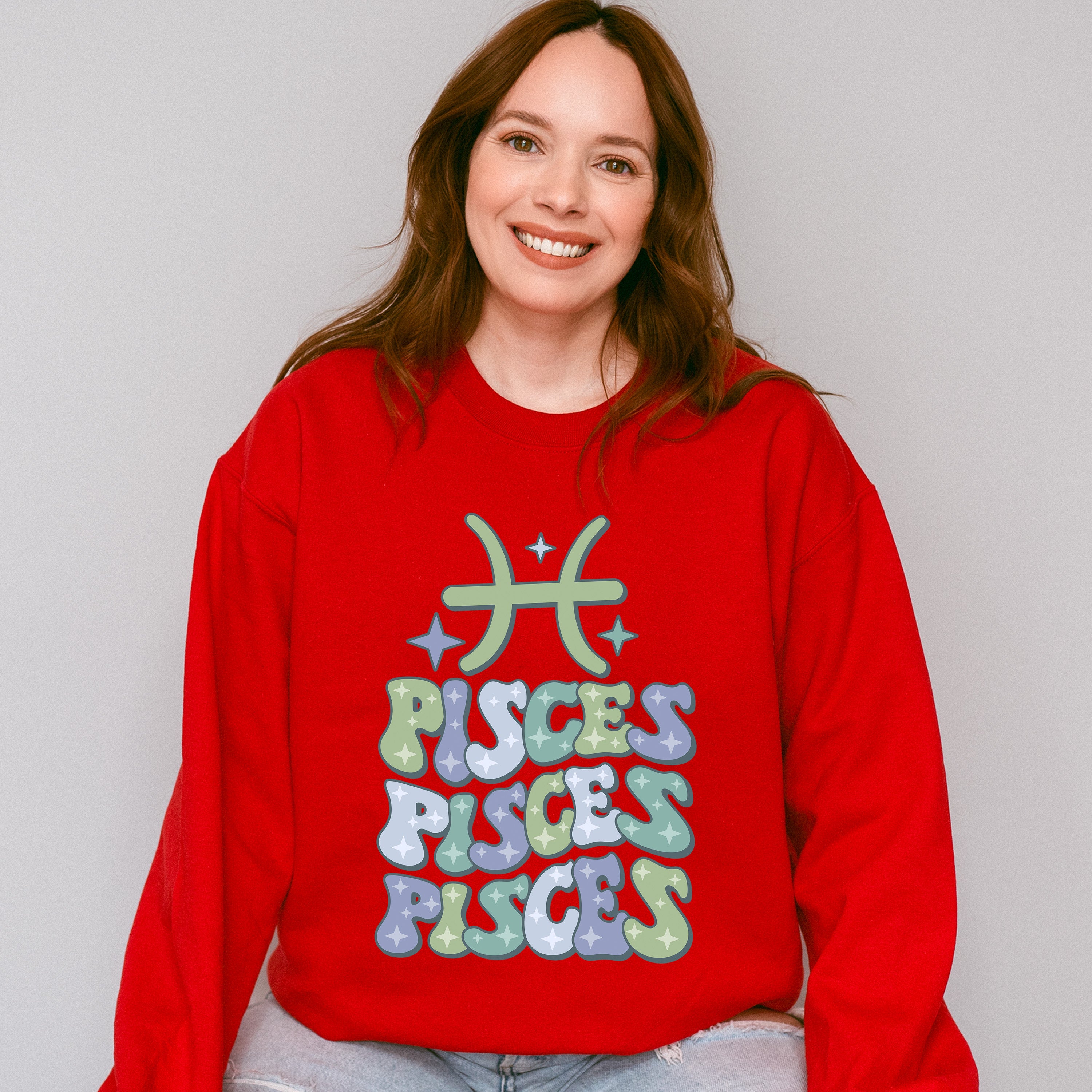 Groovy Pisces Design - Zodiac &amp; Horoscopes Unisex Crewneck T-Shirt Sweatshirt Hoodie