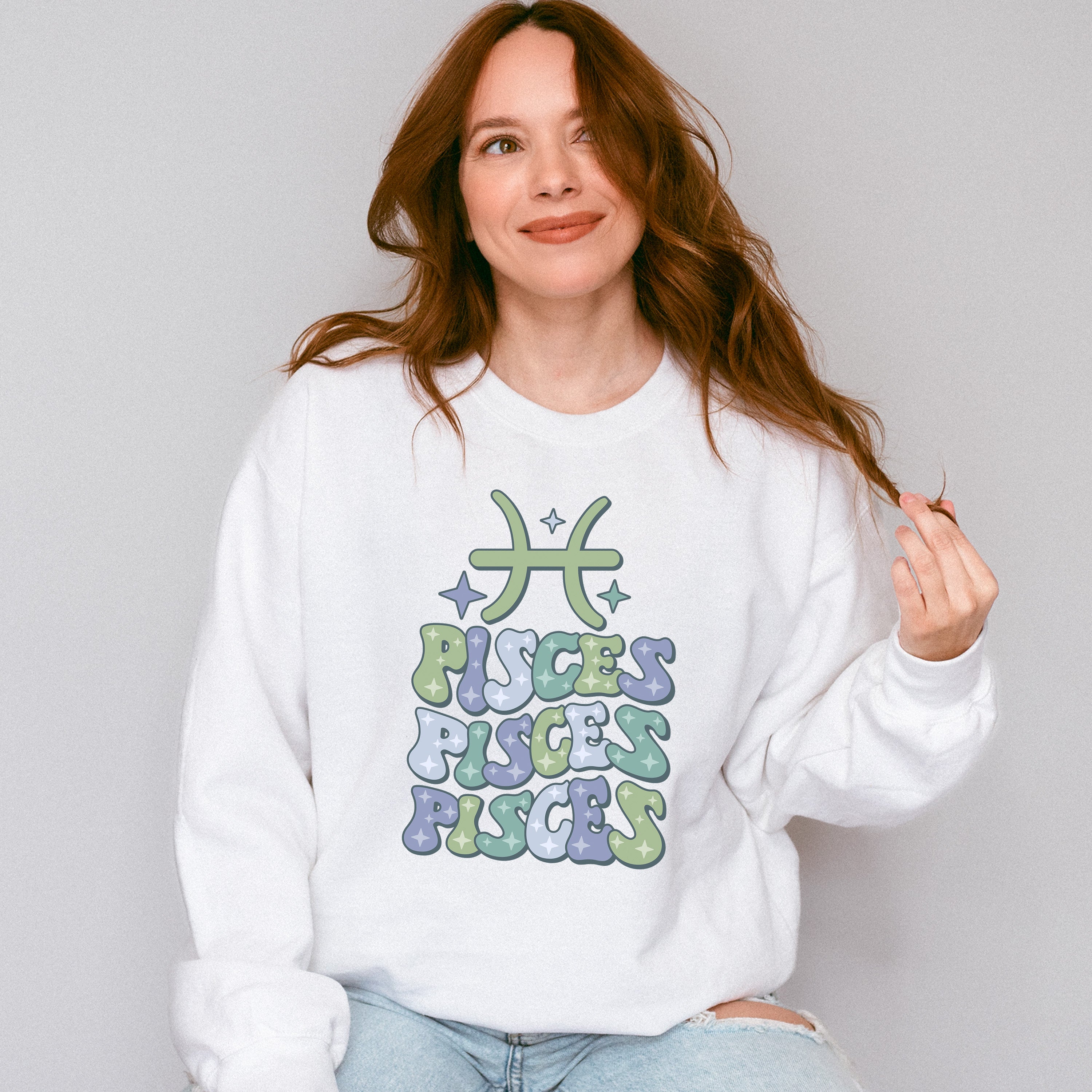 Groovy Pisces Design - Zodiac &amp; Horoscopes Unisex Crewneck T-Shirt Sweatshirt Hoodie