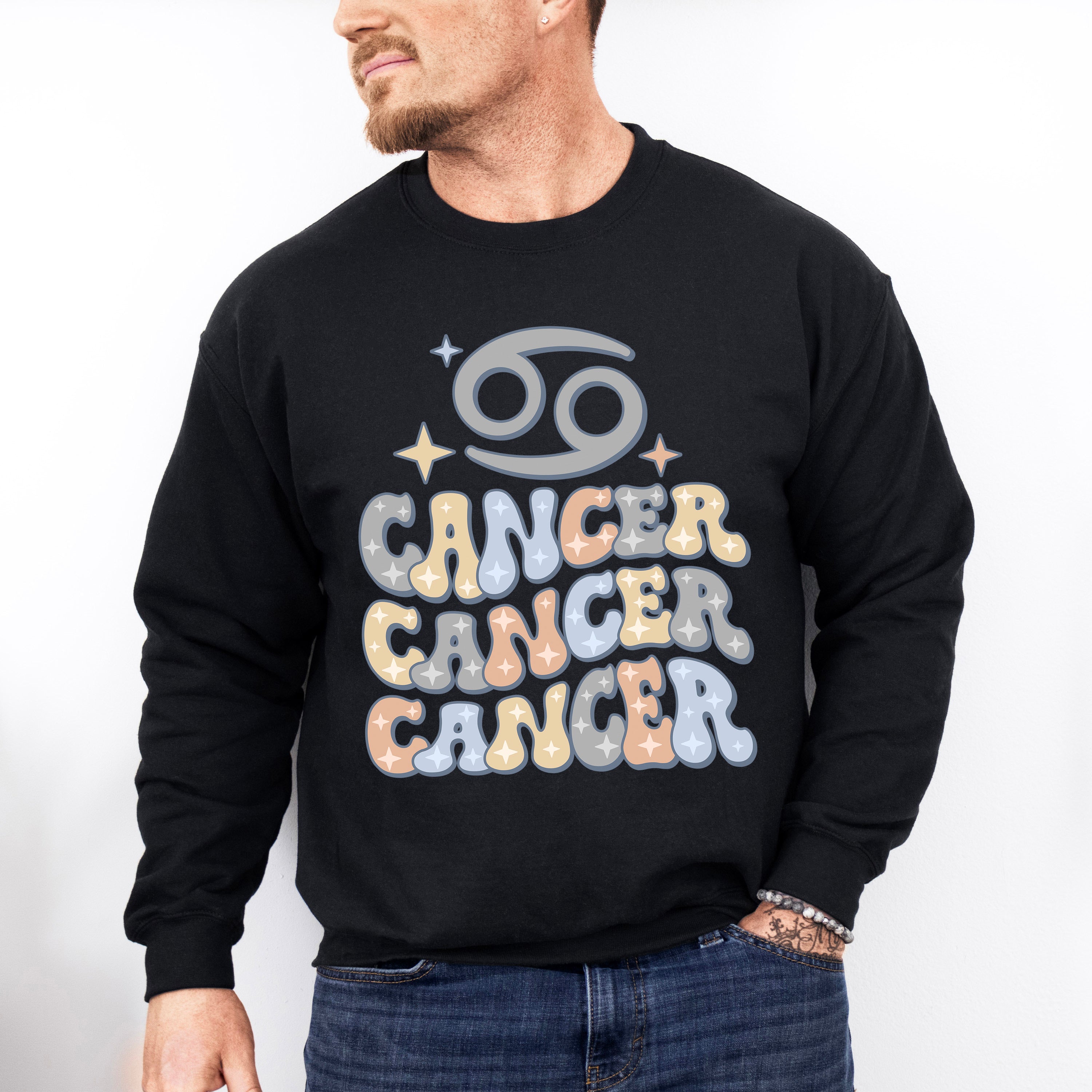 Groovy Cancer Design - Zodiac &amp; Horoscopes Unisex Crewneck T-Shirt Sweatshirt Hoodie