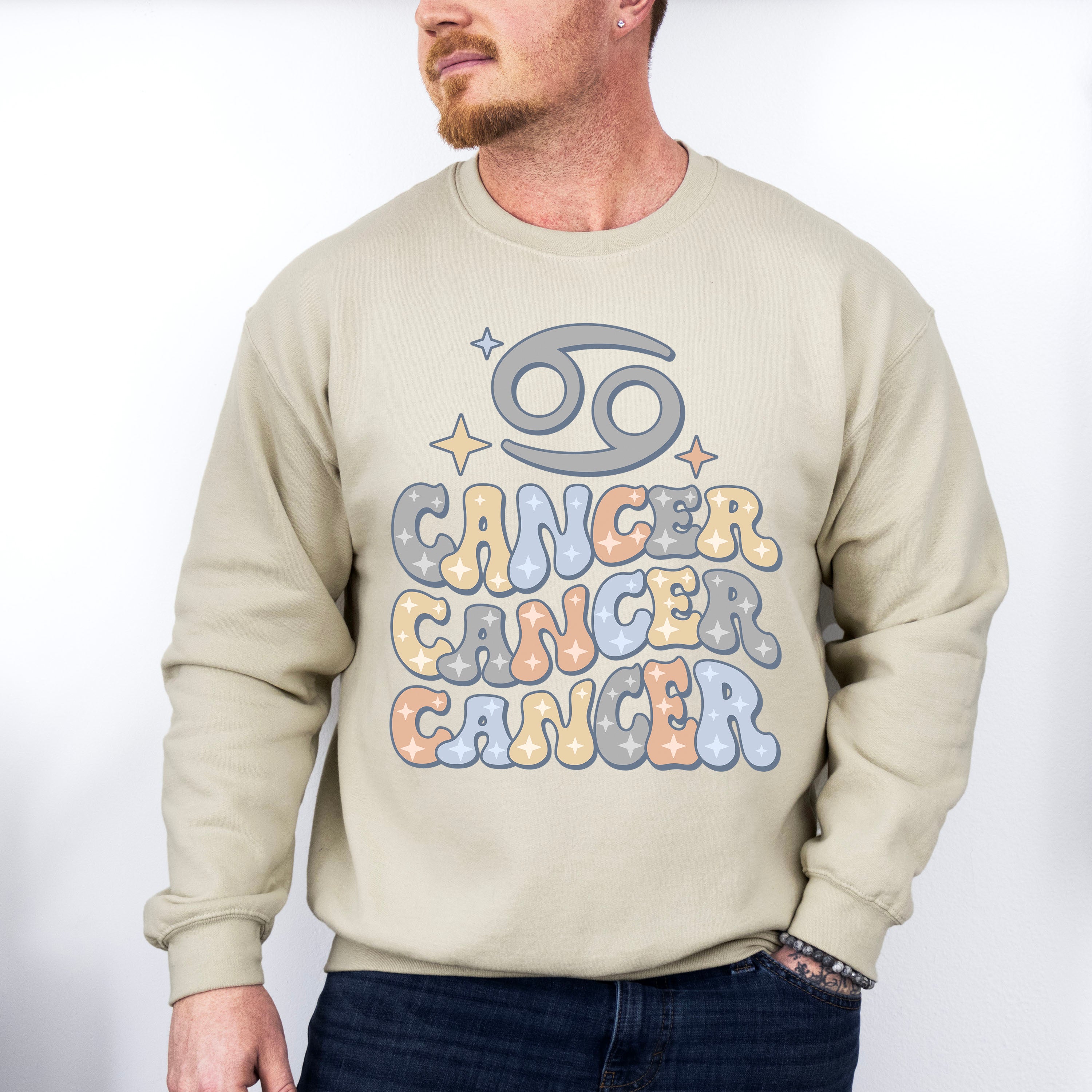 Groovy Cancer Design - Zodiac &amp; Horoscopes Unisex Crewneck T-Shirt Sweatshirt Hoodie