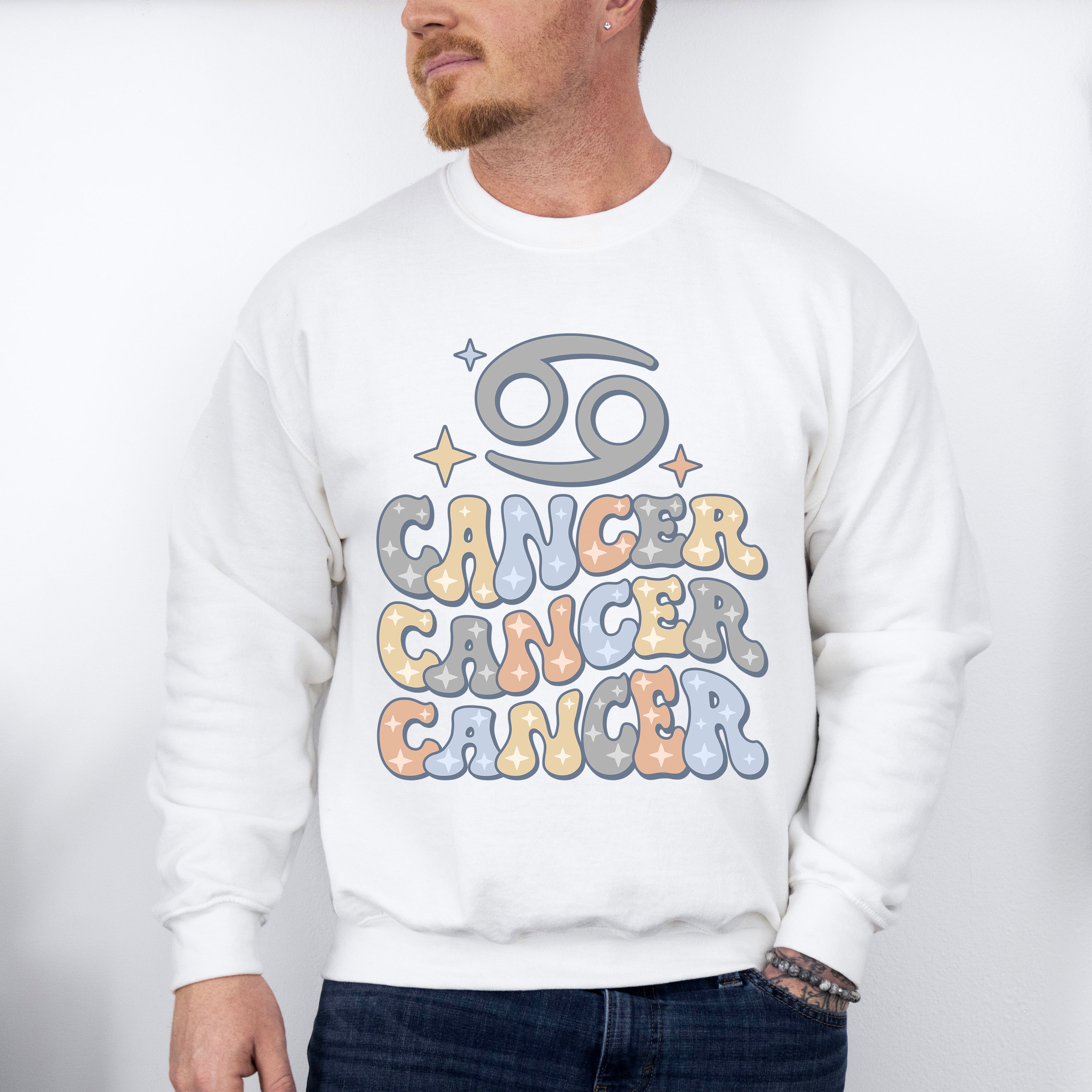 Groovy Cancer Design - Zodiac &amp; Horoscopes Unisex Crewneck T-Shirt Sweatshirt Hoodie