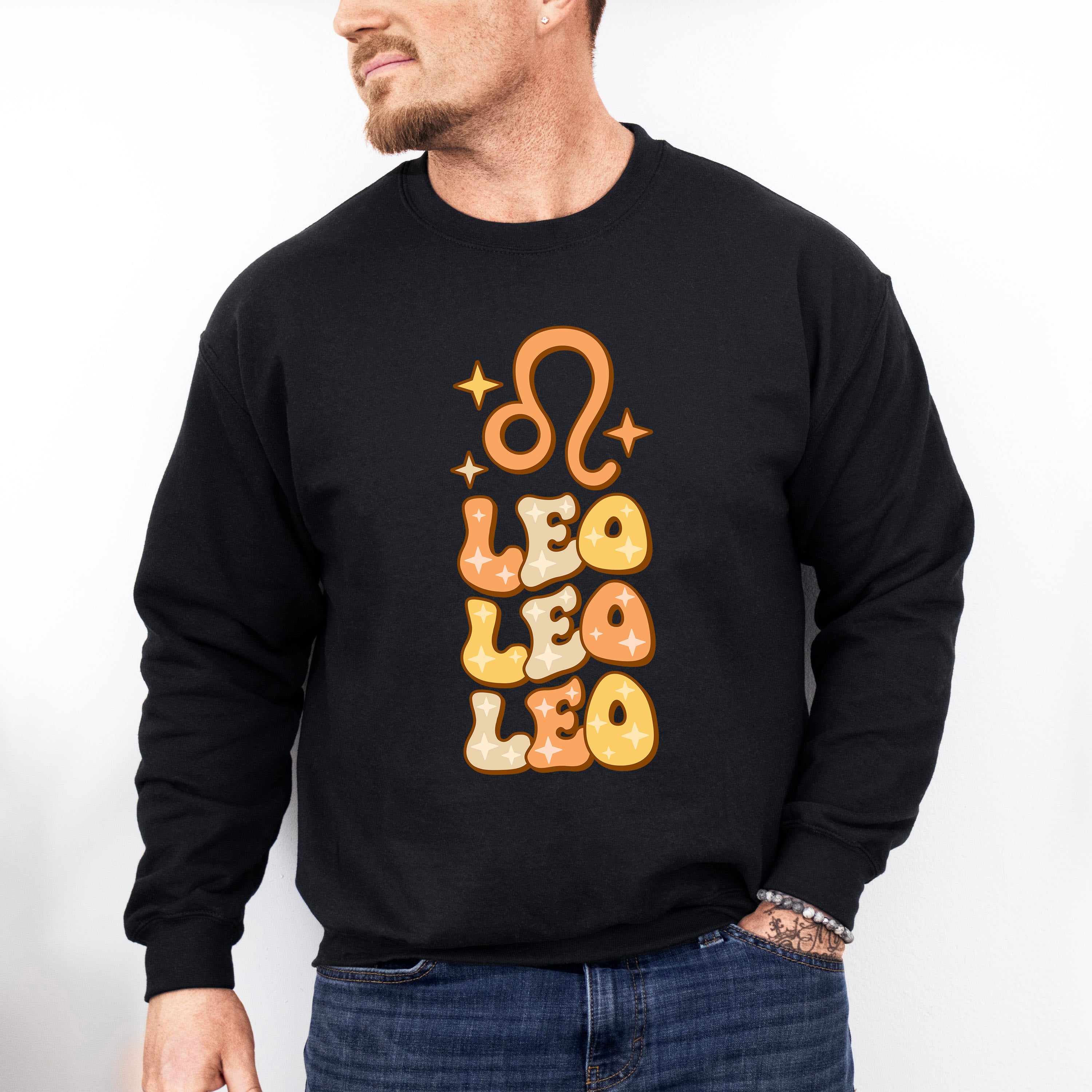 Groovy Leo Design - Zodiac &amp; Horoscopes Unisex Crewneck T-Shirt Sweatshirt Hoodie