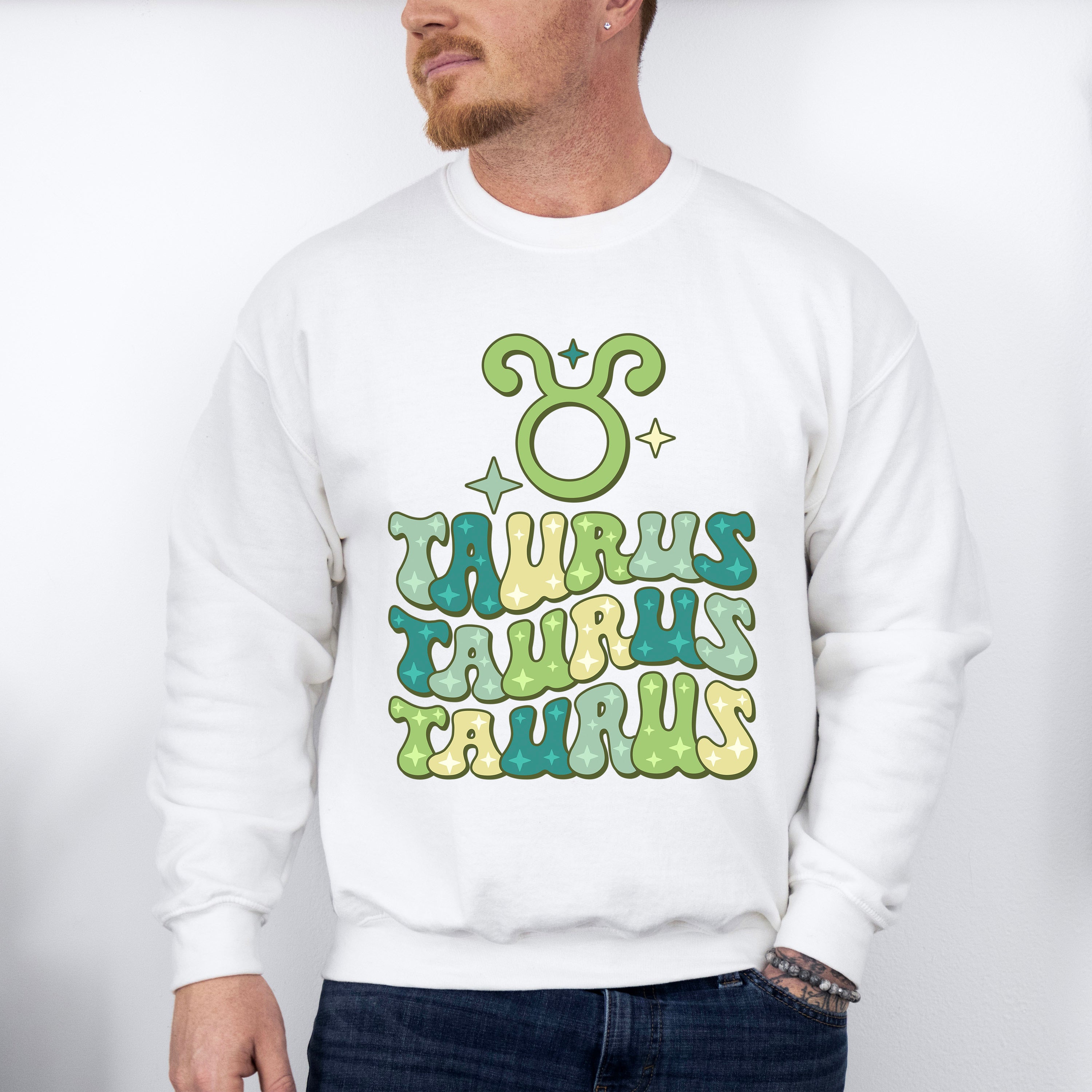 Groovy Taurus Design - Zodiac &amp; Horoscopes Unisex Crewneck T-Shirt Sweatshirt Hoodie