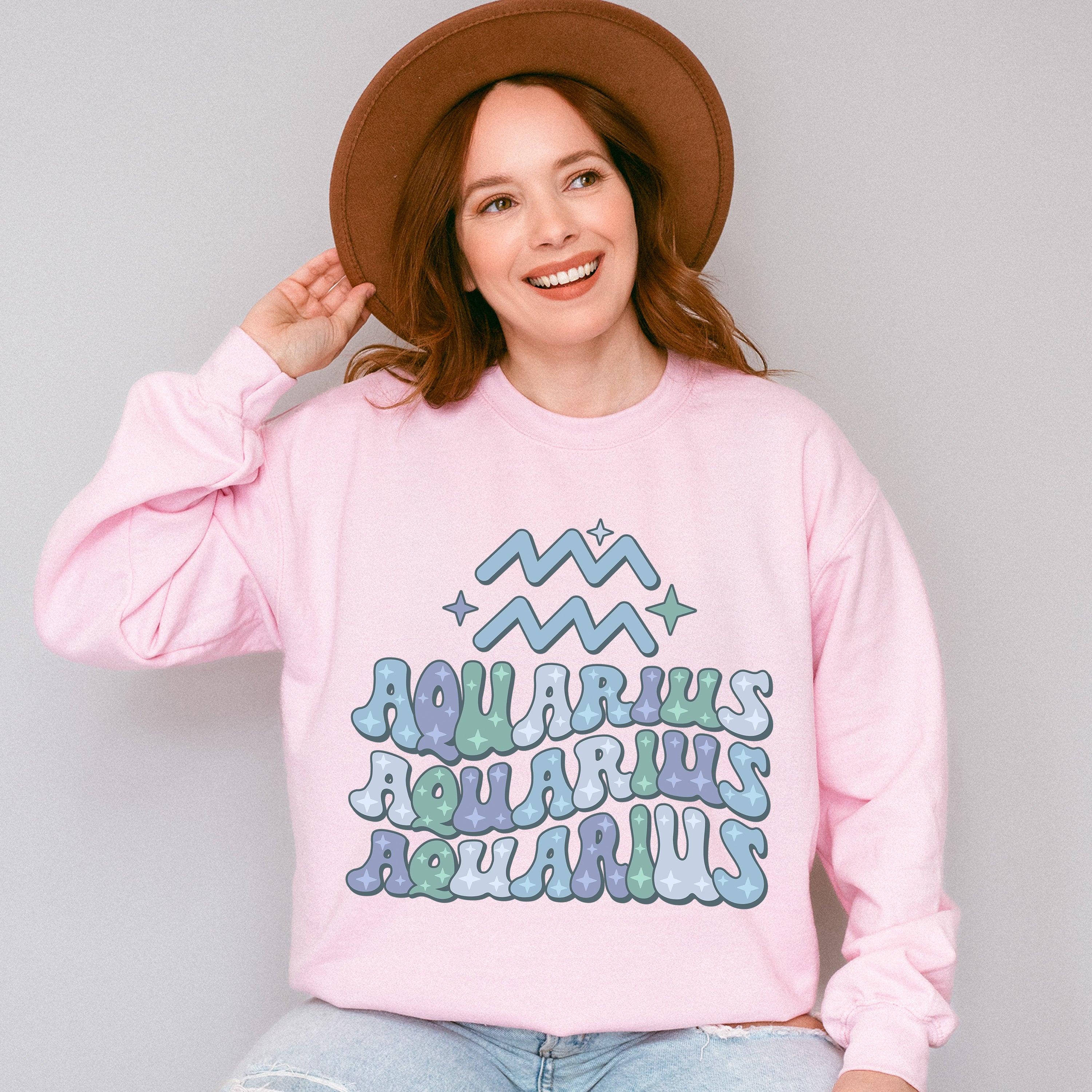 Groovy Aquarius Design - Zodiac &amp; Horoscopes Unisex Crewneck T-Shirt Sweatshirt Hoodie