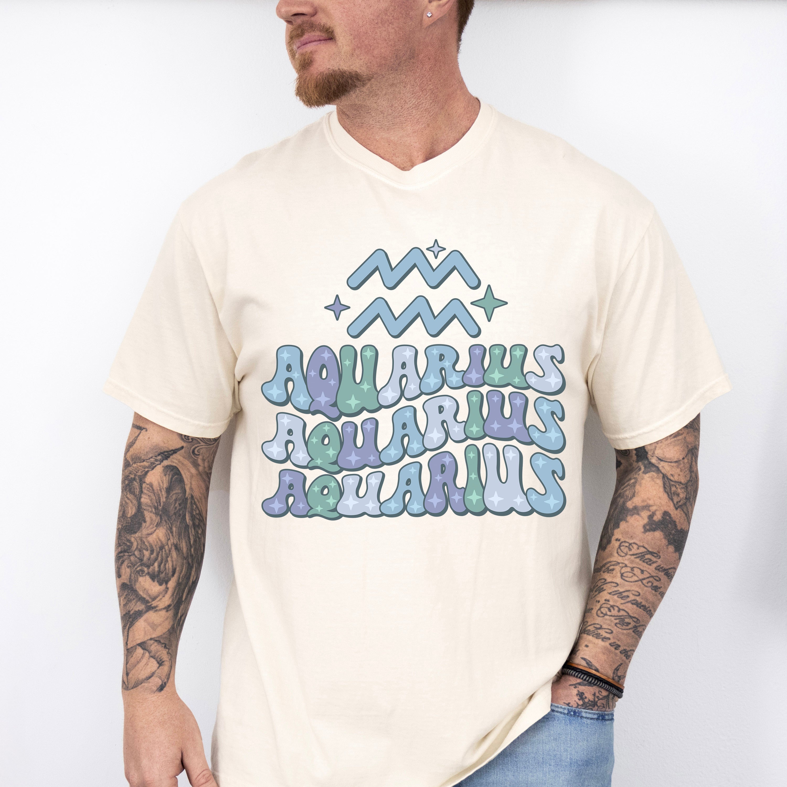 Groovy Aquarius Design - Zodiac &amp; Horoscopes Unisex Crewneck T-Shirt Sweatshirt Hoodie