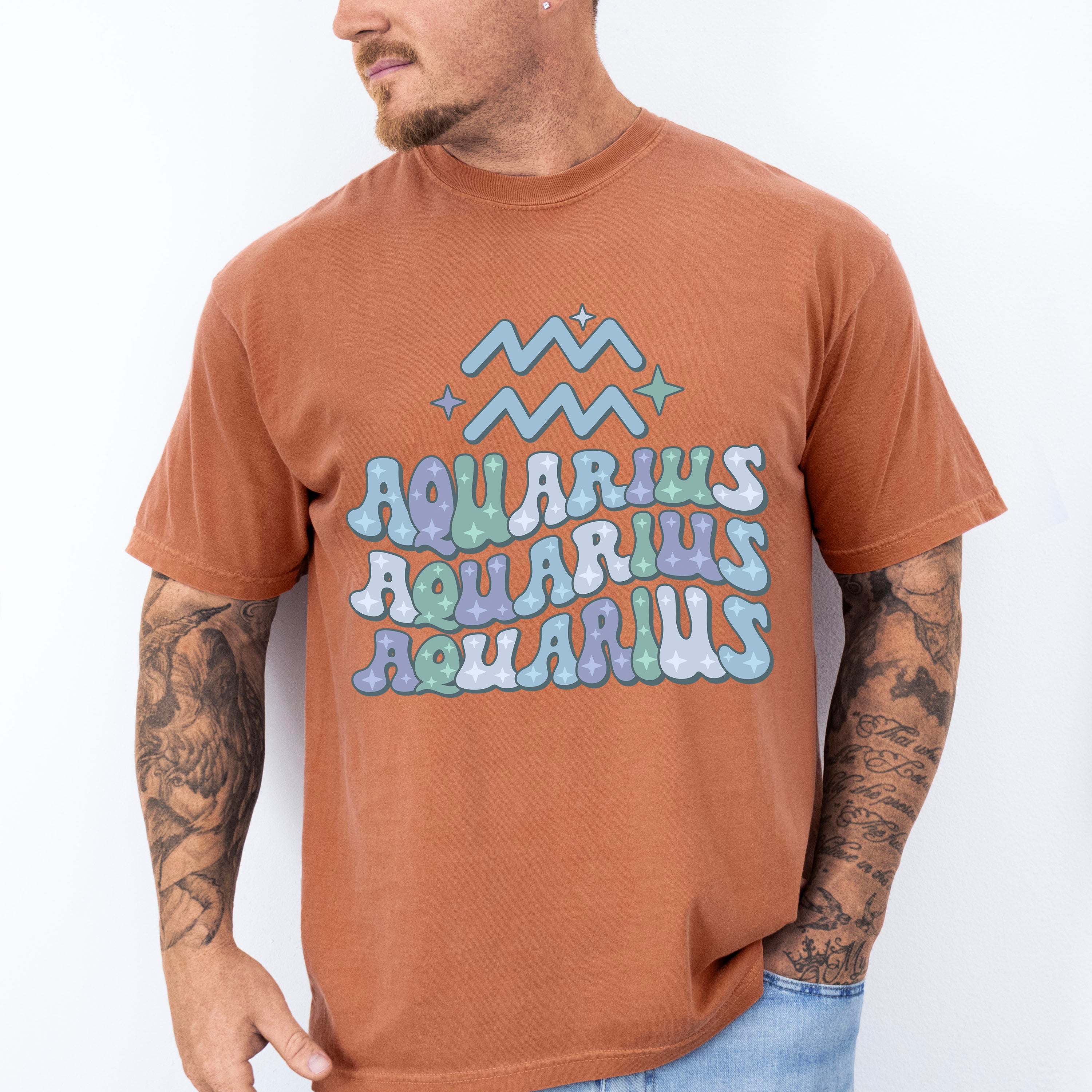 Groovy Aquarius Design - Zodiac &amp; Horoscopes Unisex Crewneck T-Shirt Sweatshirt Hoodie