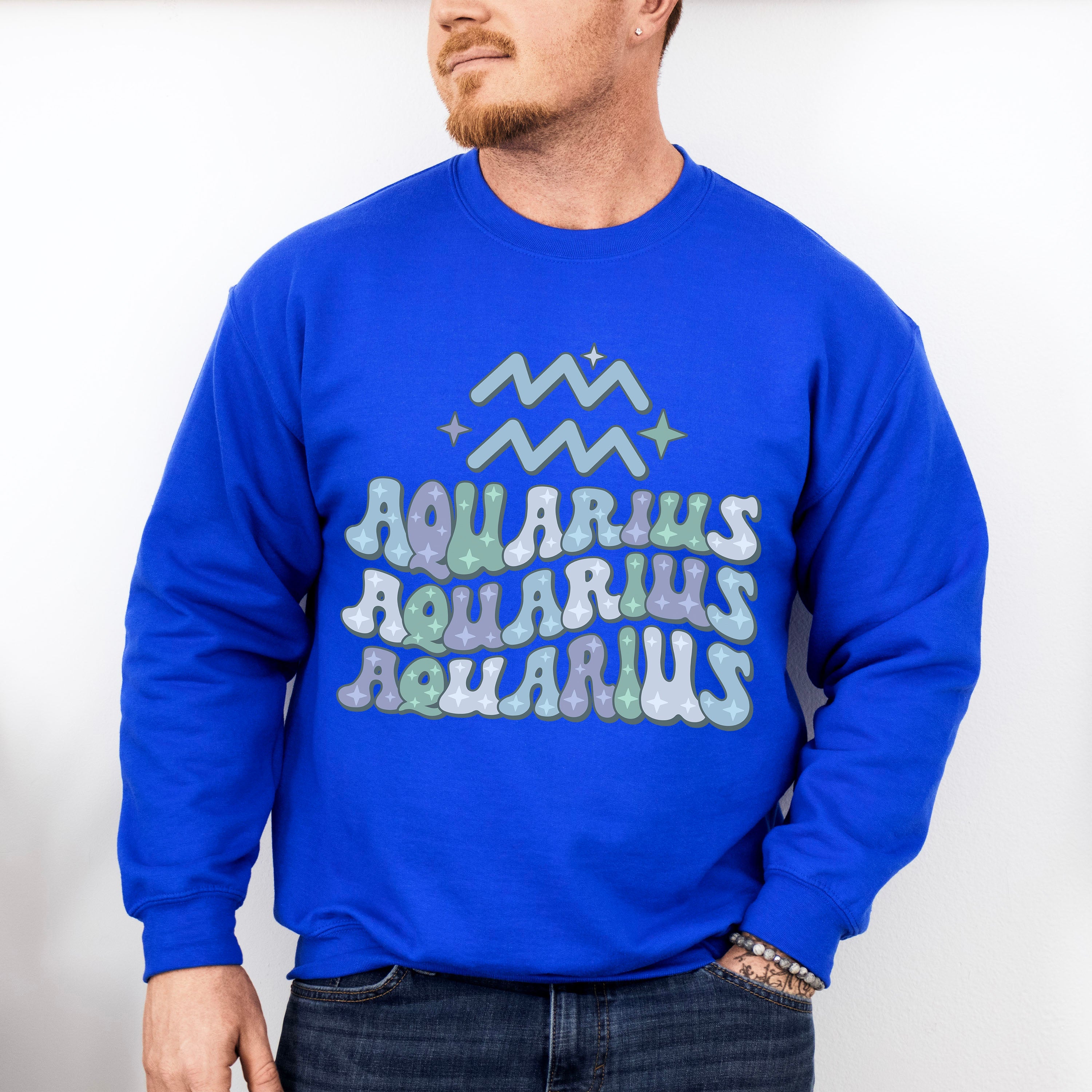Groovy Aquarius Design - Zodiac &amp; Horoscopes Unisex Crewneck T-Shirt Sweatshirt Hoodie