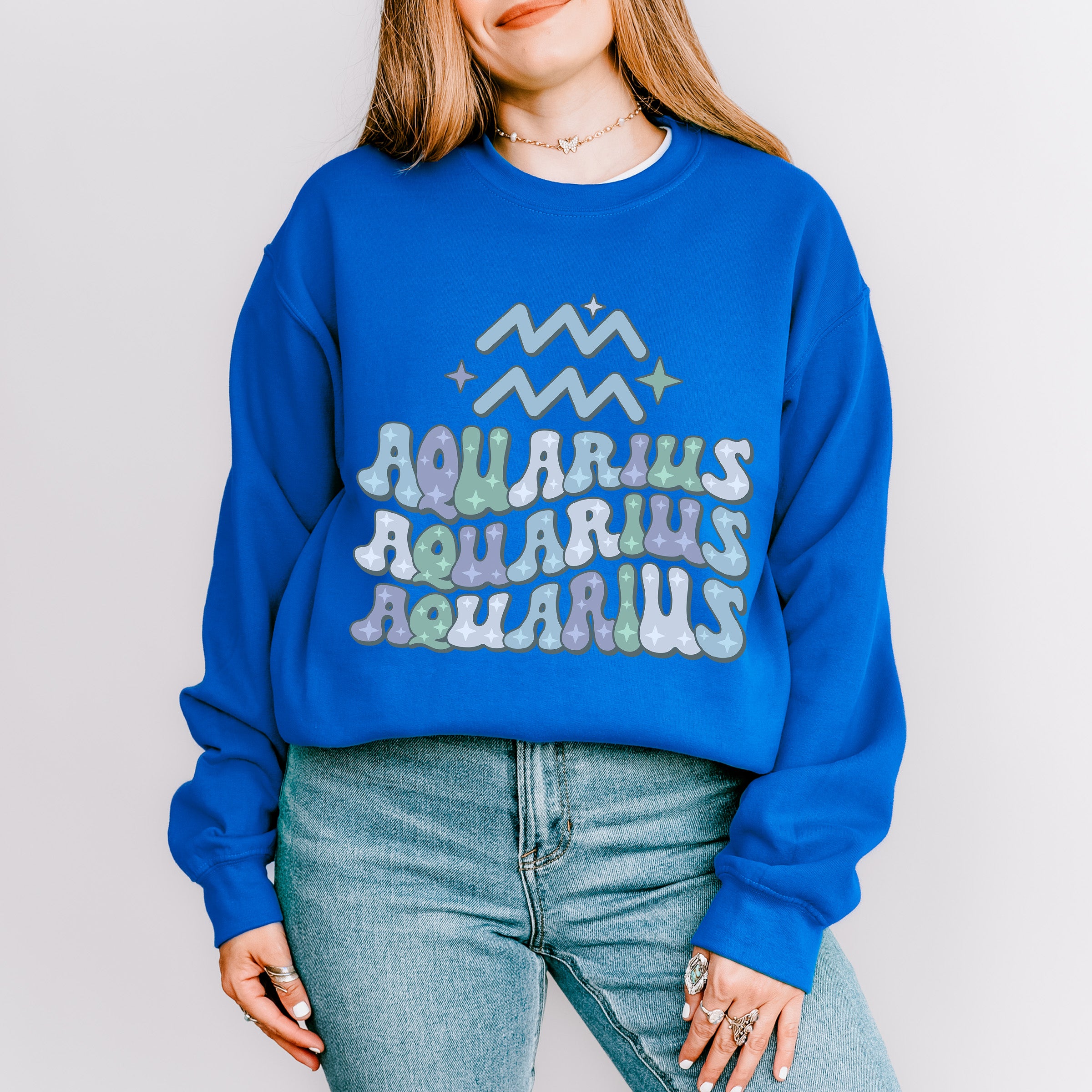 Groovy Aquarius Design - Zodiac &amp; Horoscopes Unisex Crewneck T-Shirt Sweatshirt Hoodie