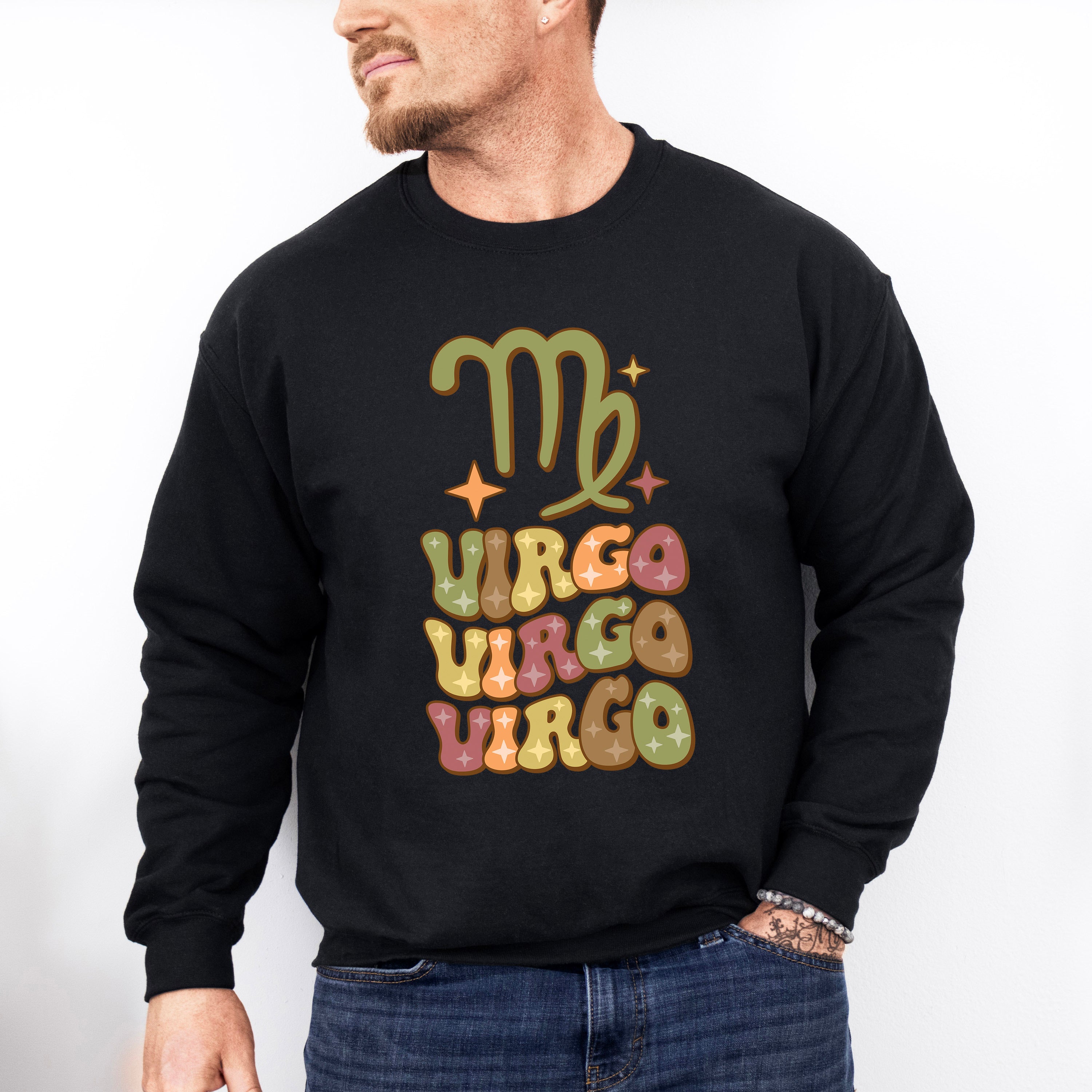 Groovy Virgo Design - Zodiac &amp; Horoscopes Unisex Crewneck T-Shirt Sweatshirt Hoodie