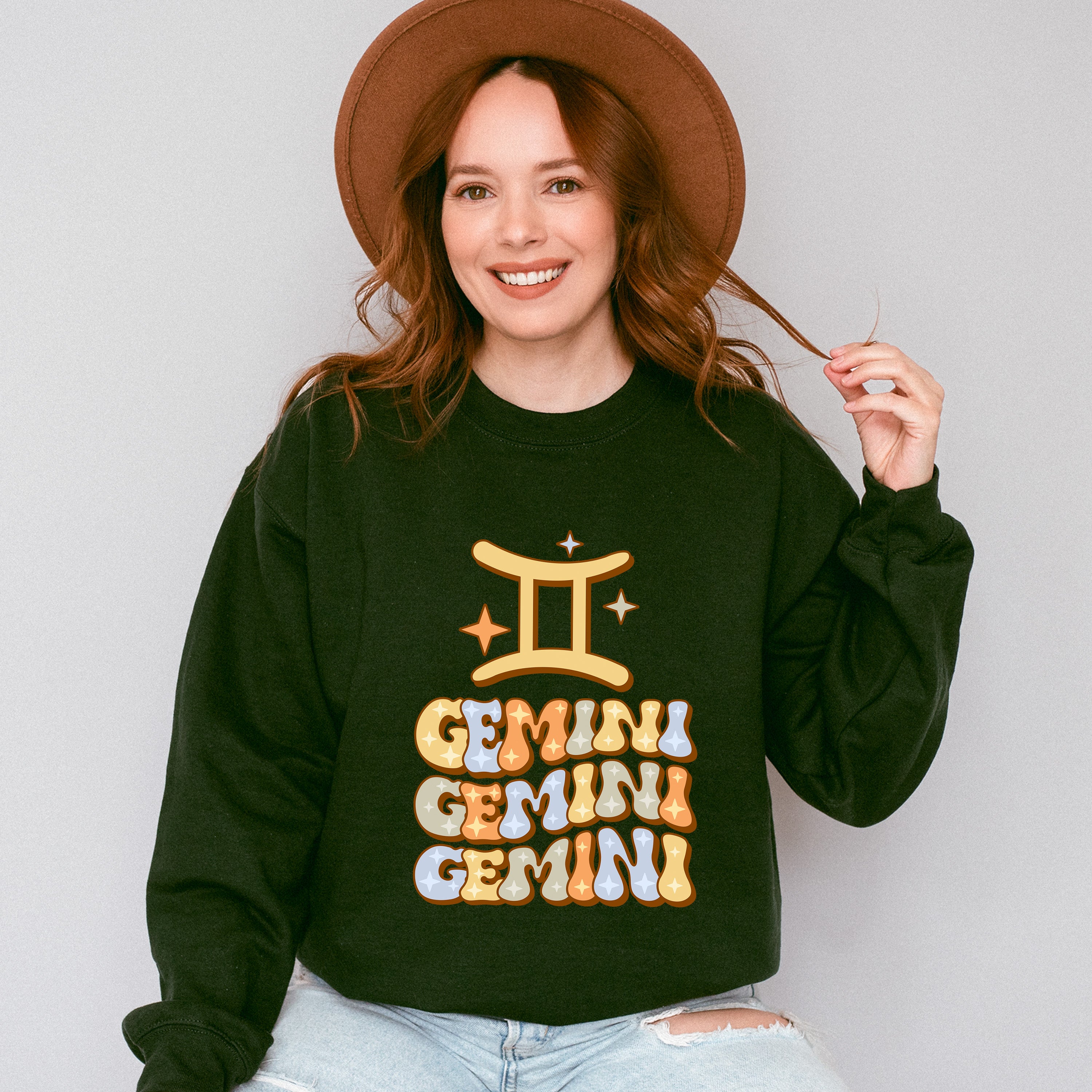 Groovy Gemini Design - Zodiac &amp; Horoscopes Unisex Crewneck T-Shirt Sweatshirt Hoodie