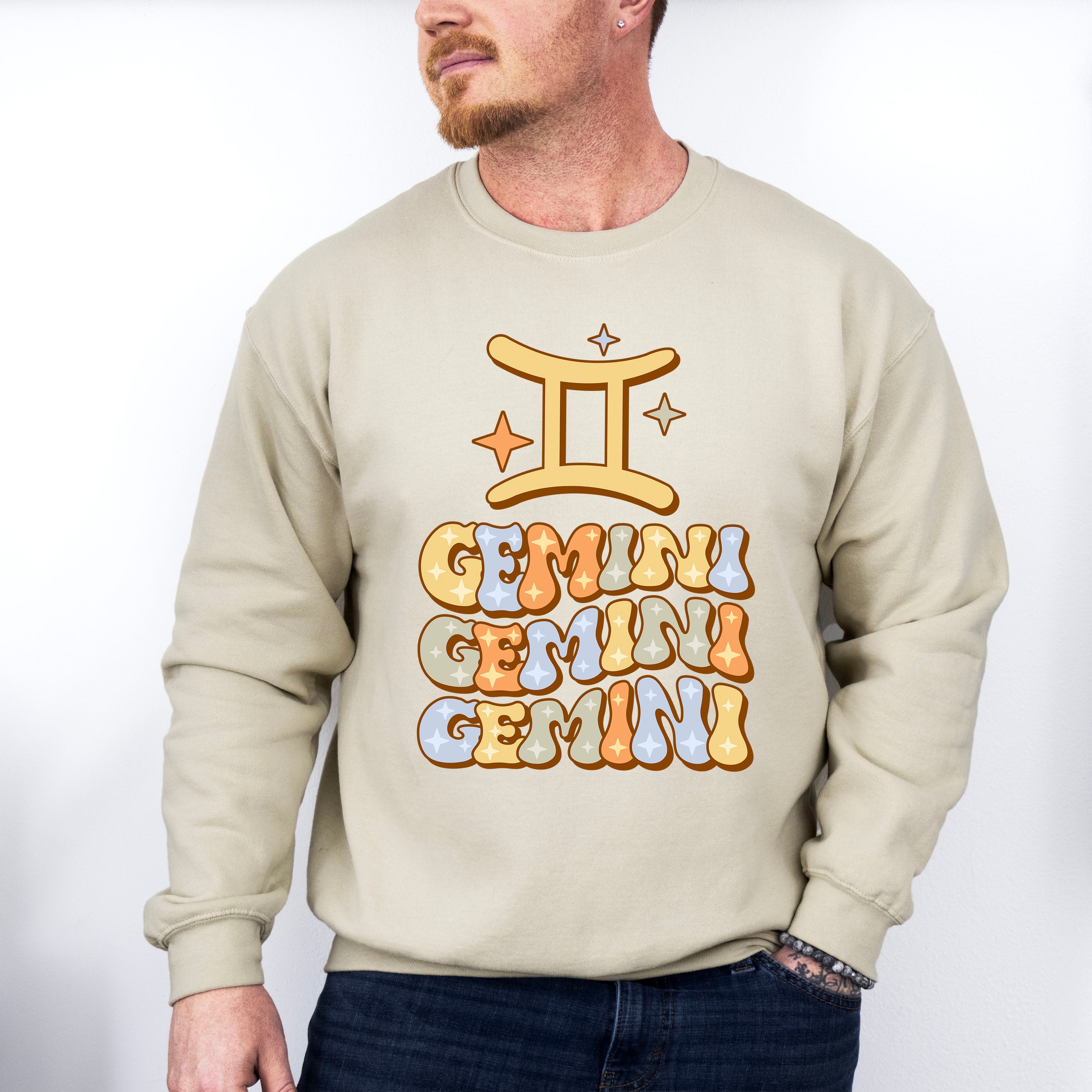 Groovy Gemini Design - Zodiac &amp; Horoscopes Unisex Crewneck T-Shirt Sweatshirt Hoodie