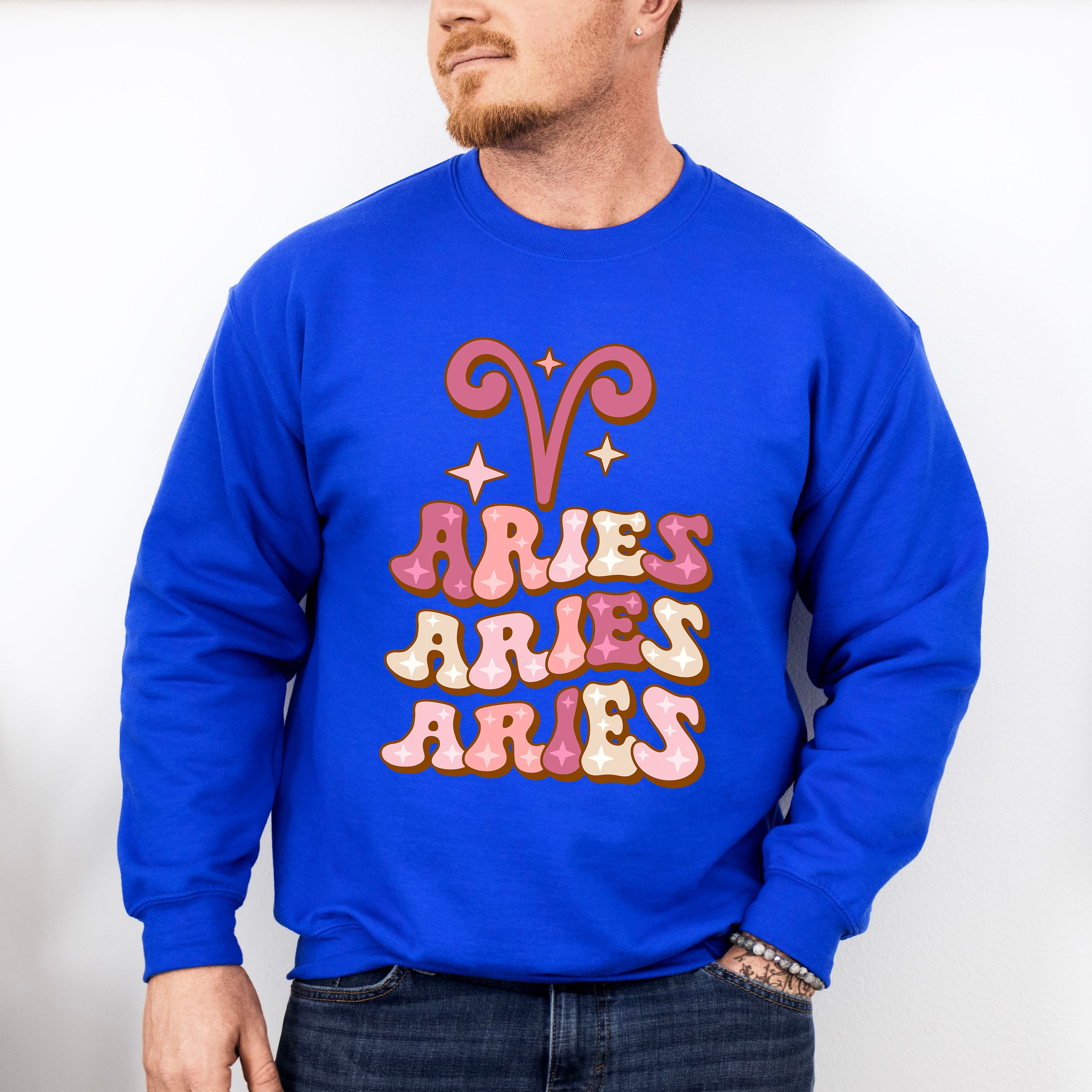 Groovy Aries Design - Zodiac &amp; Horoscopes Unisex Crewneck T-Shirt Sweatshirt Hoodie