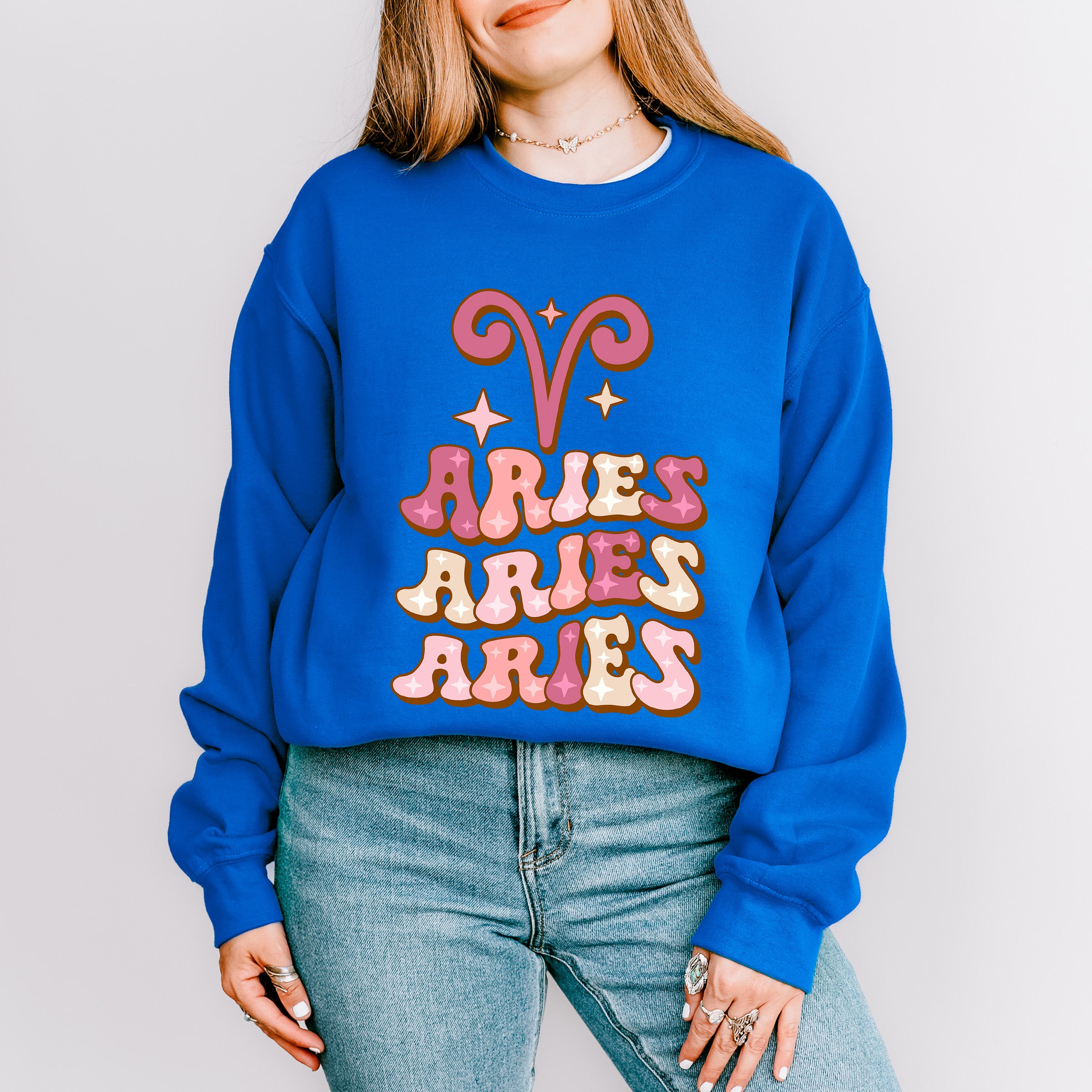 Groovy Aries Design - Zodiac &amp; Horoscopes Unisex Crewneck T-Shirt Sweatshirt Hoodie