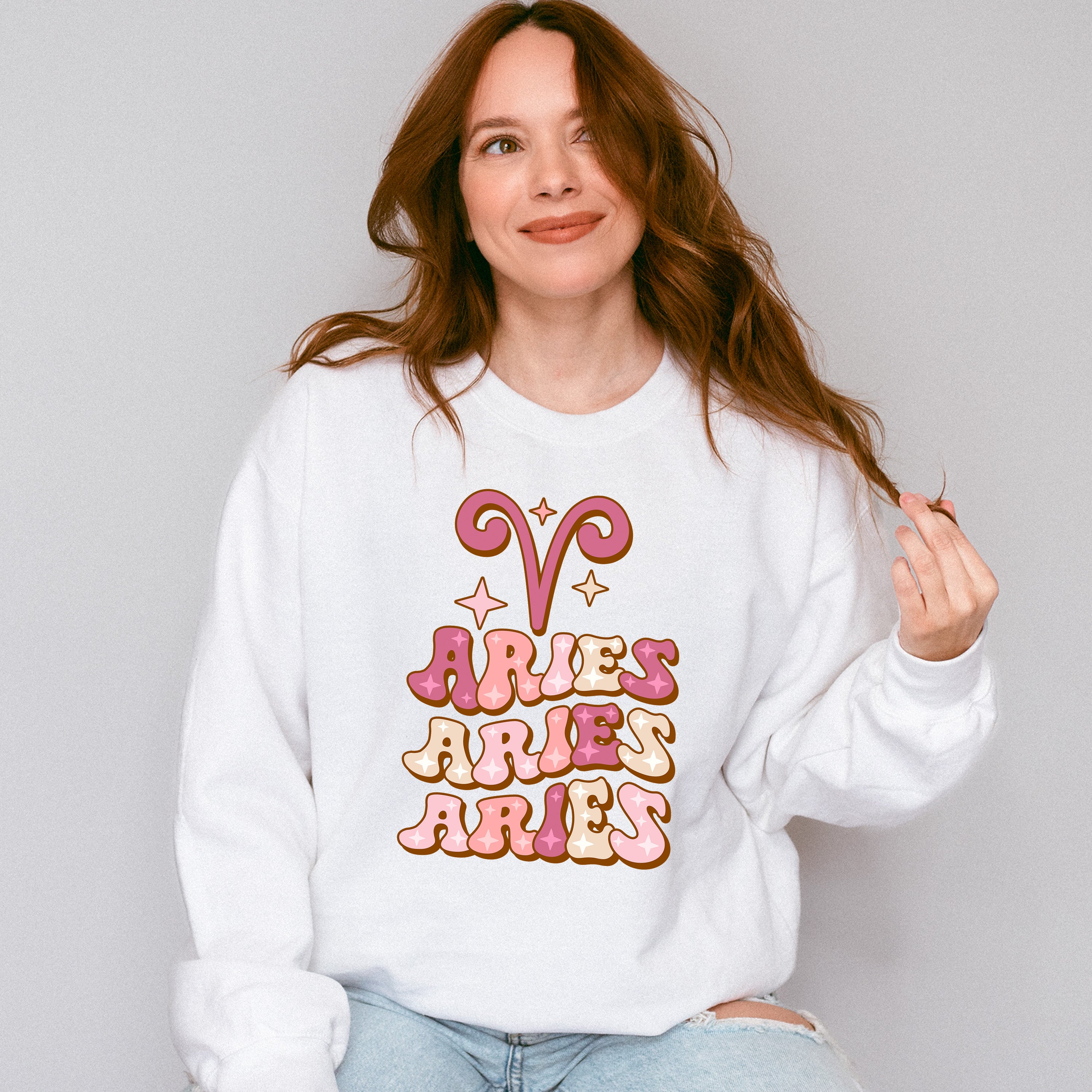 Groovy Aries Design - Zodiac &amp; Horoscopes Unisex Crewneck T-Shirt Sweatshirt Hoodie