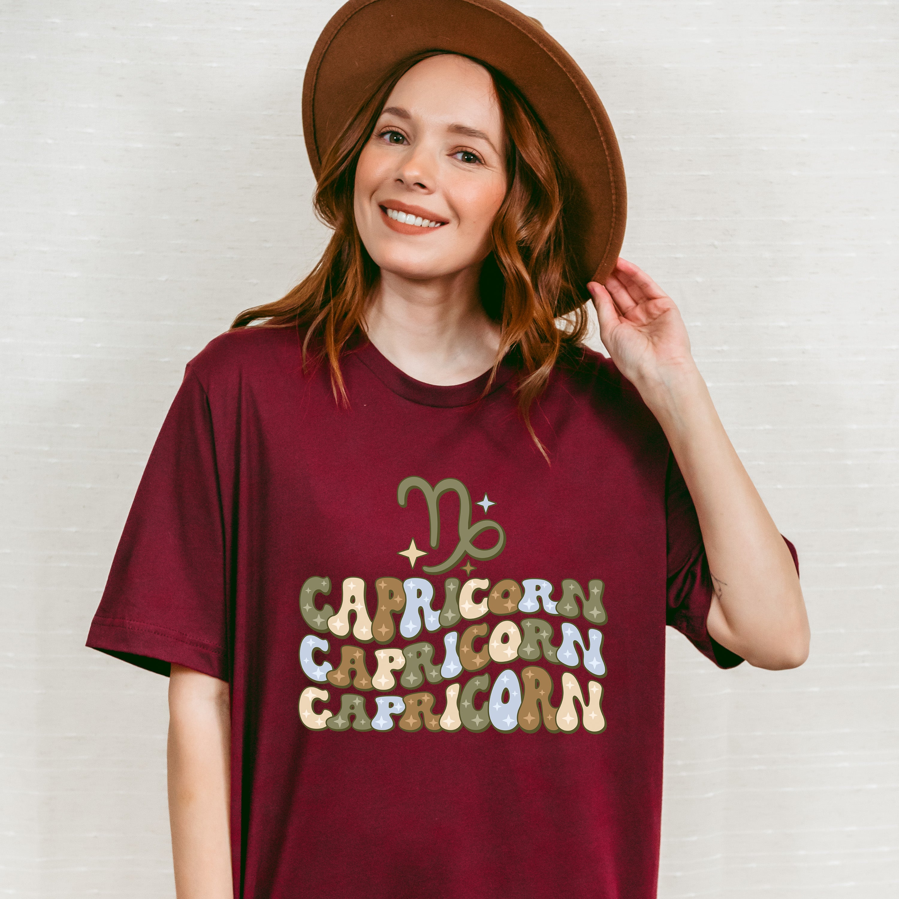 Groovy Capricorn Design - Zodiac &amp; Horoscopes Unisex Crewneck T-Shirt Sweatshirt Hoodie