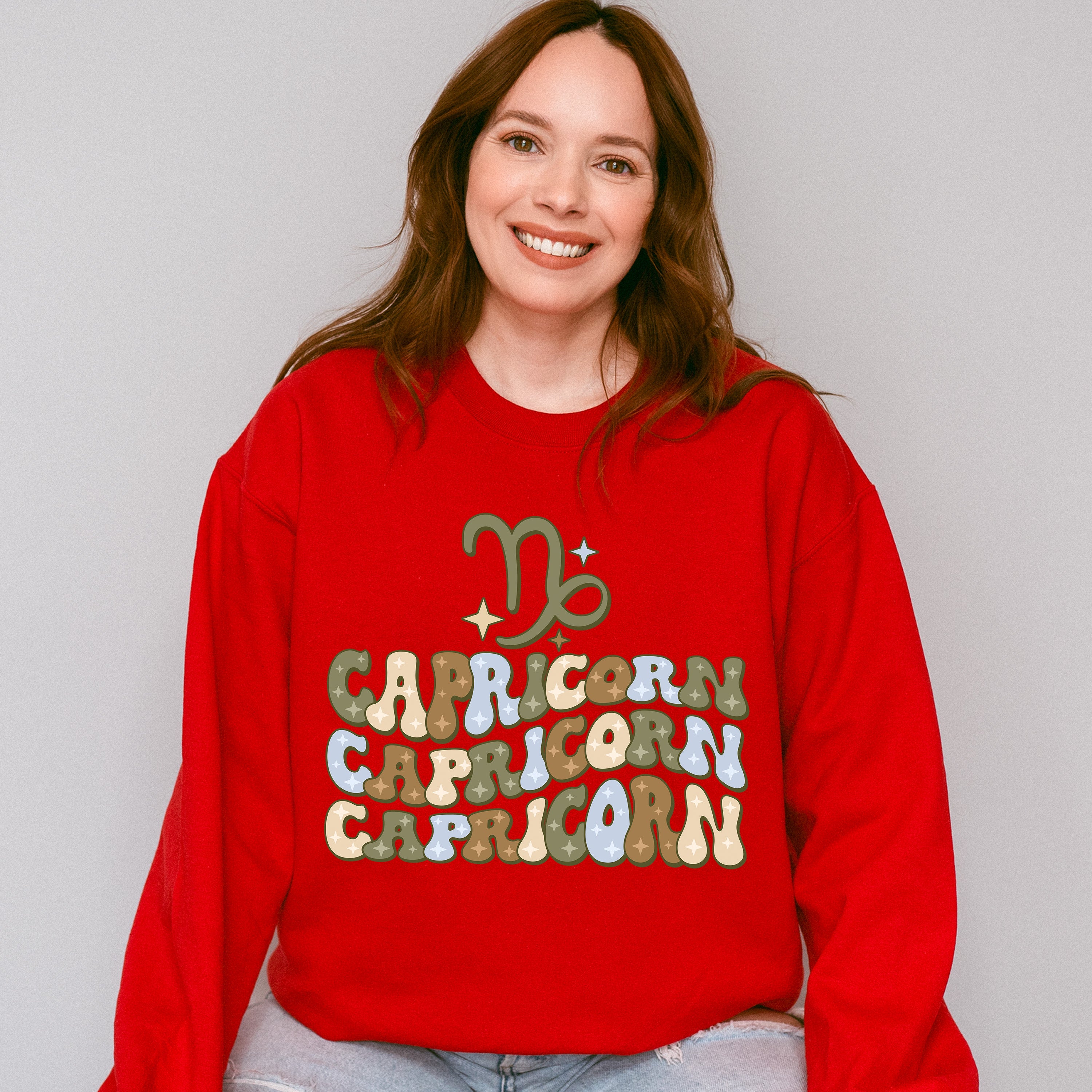 Groovy Capricorn Design - Zodiac &amp; Horoscopes Unisex Crewneck T-Shirt Sweatshirt Hoodie