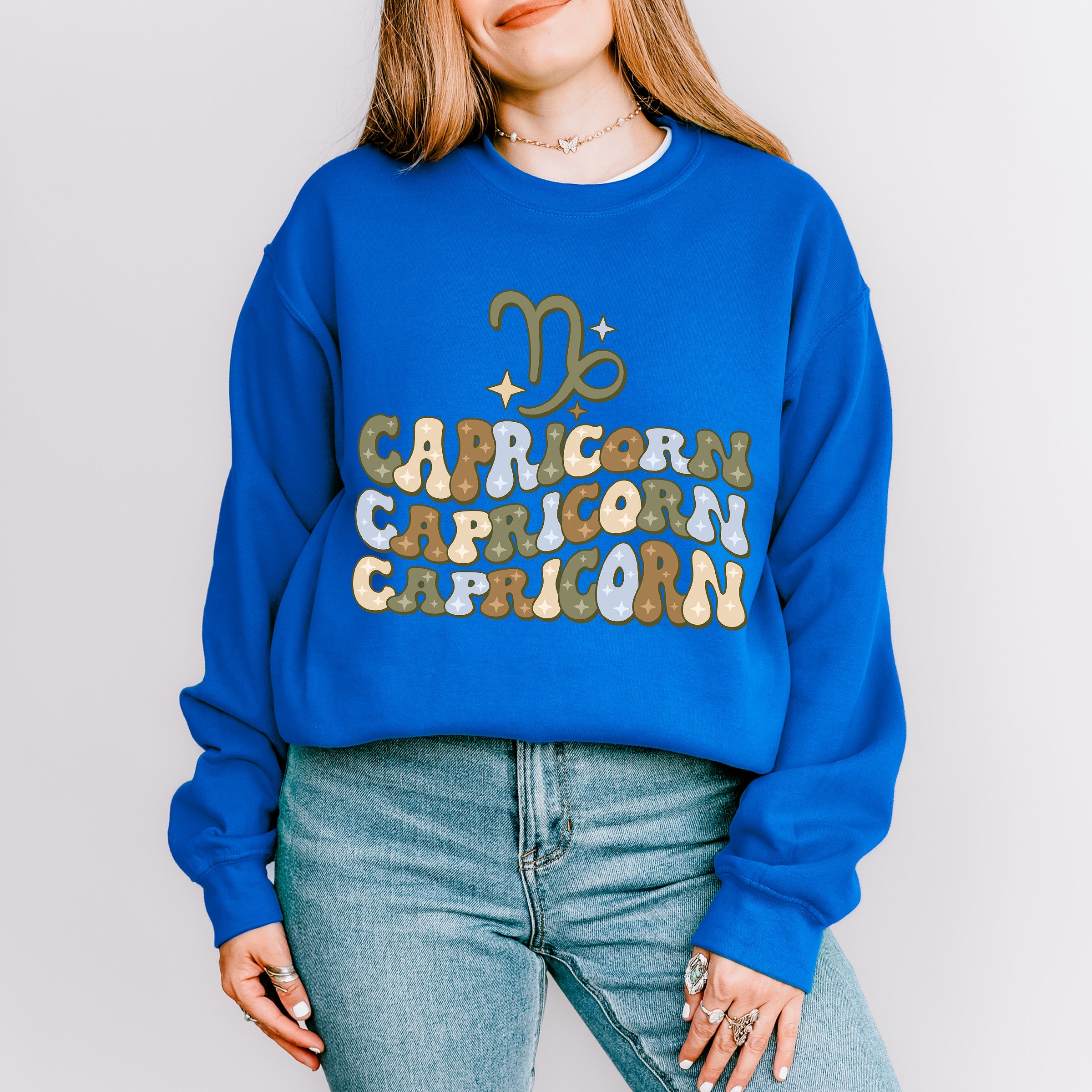 Groovy Capricorn Design - Zodiac &amp; Horoscopes Unisex Crewneck T-Shirt Sweatshirt Hoodie