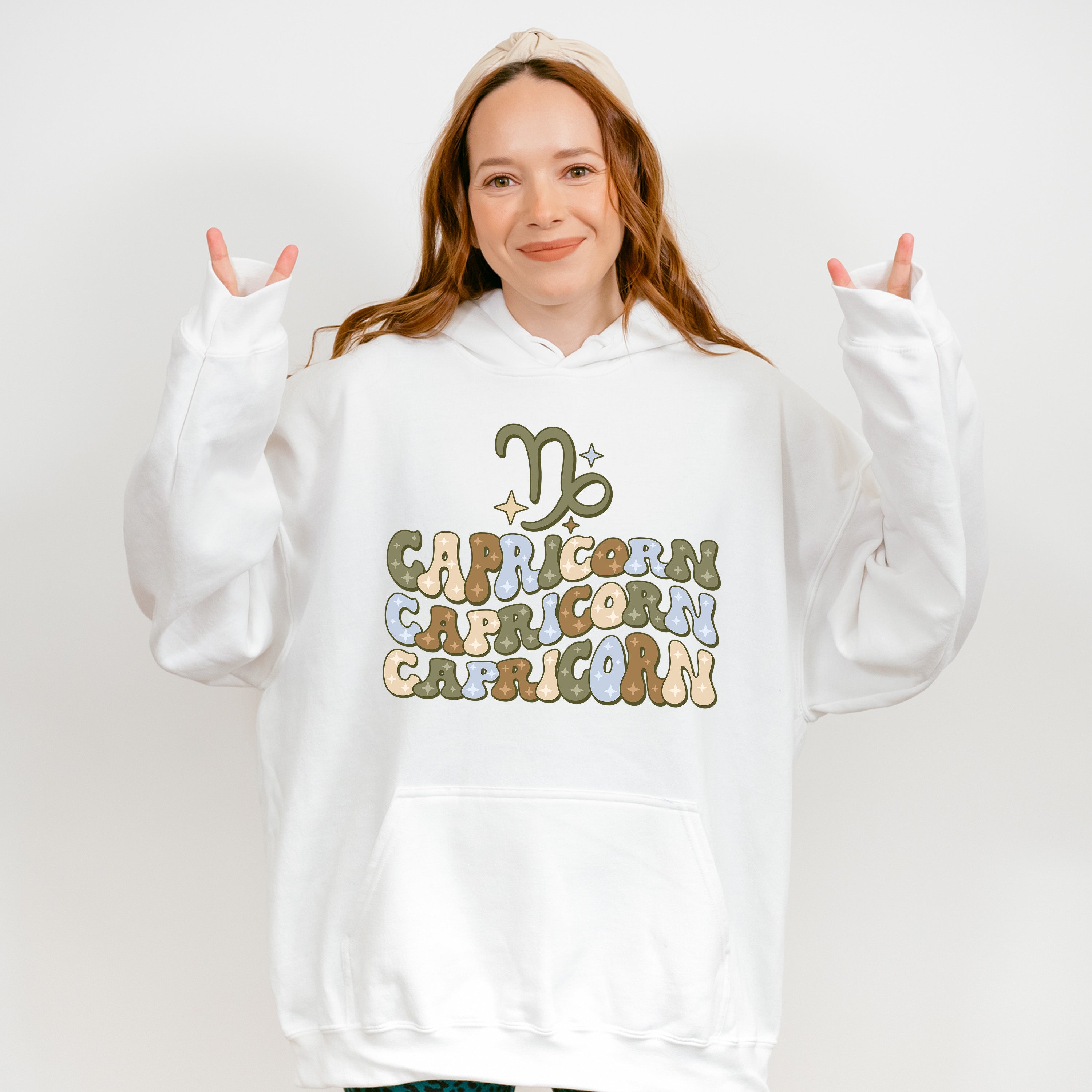 Groovy Capricorn Design - Zodiac &amp; Horoscopes Unisex Crewneck T-Shirt Sweatshirt Hoodie