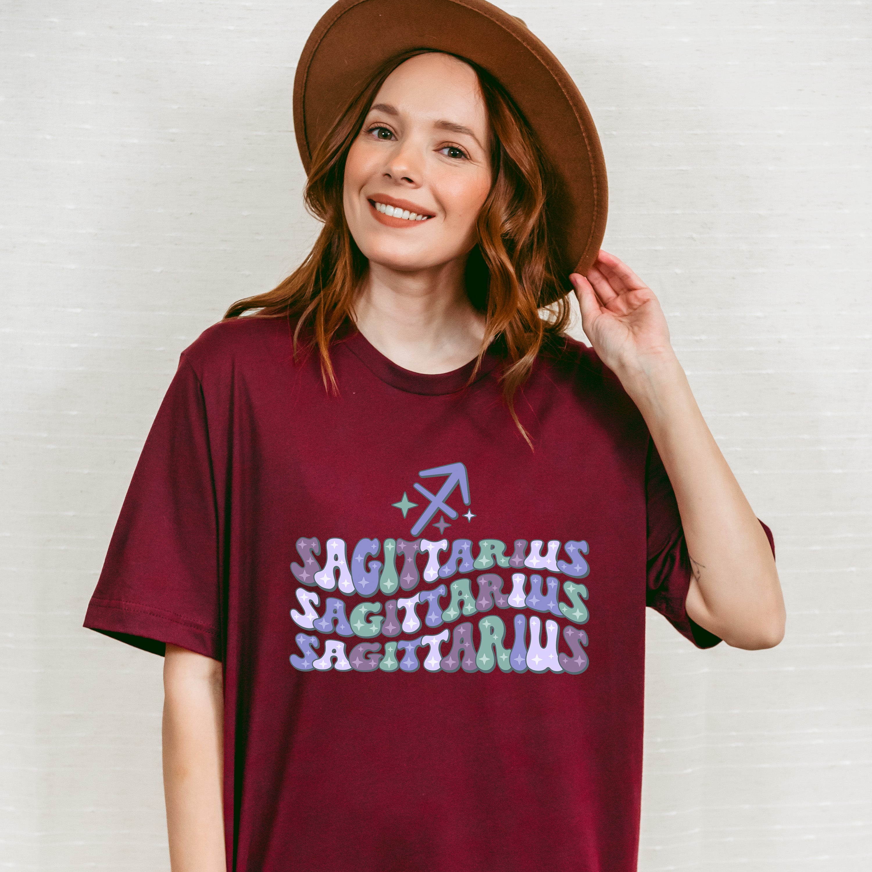 Groovy Sagittarius Design - Zodiac &amp; Horoscopes Unisex Crewneck T-Shirt Sweatshirt Hoodie