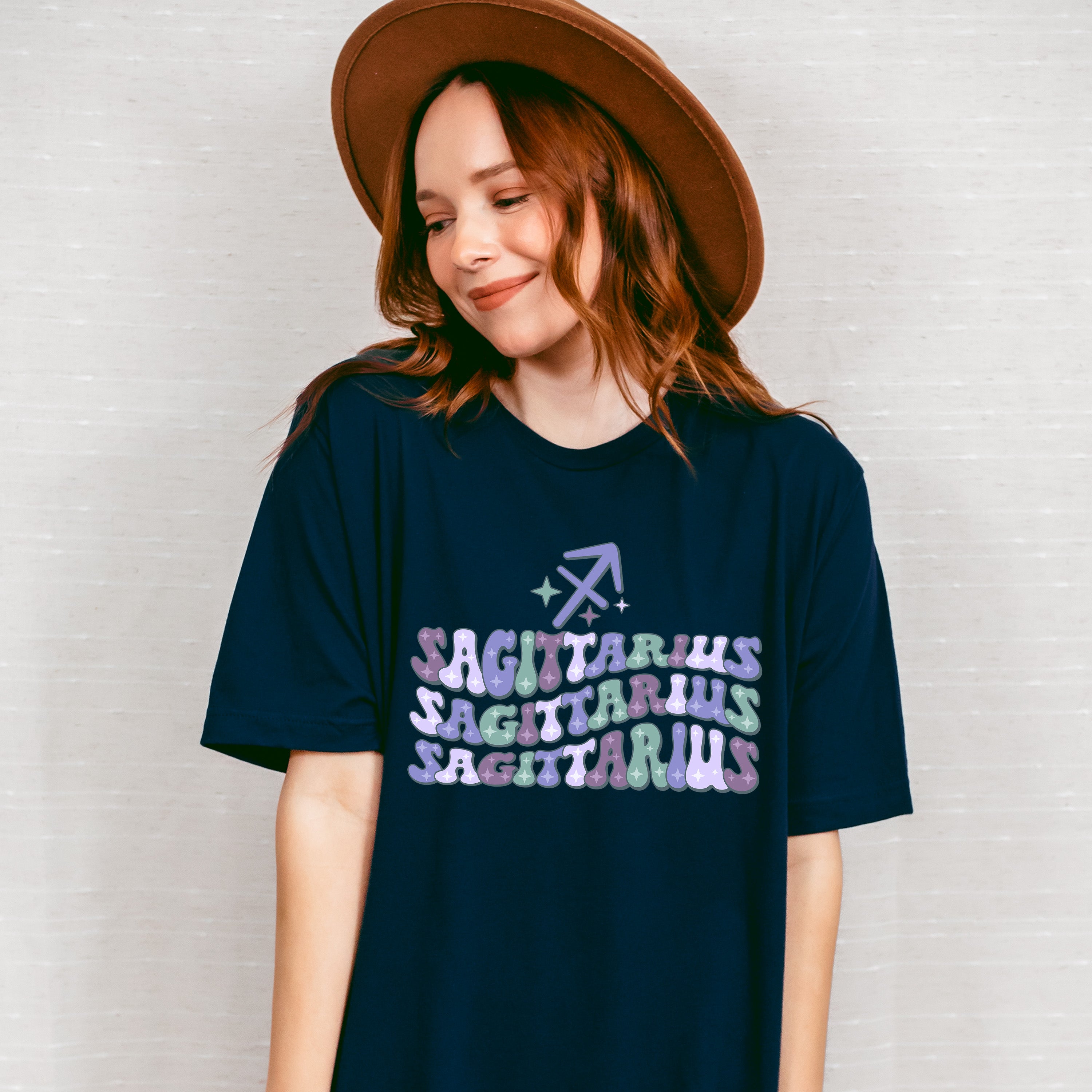 Groovy Sagittarius Design - Zodiac &amp; Horoscopes Unisex Crewneck T-Shirt Sweatshirt Hoodie