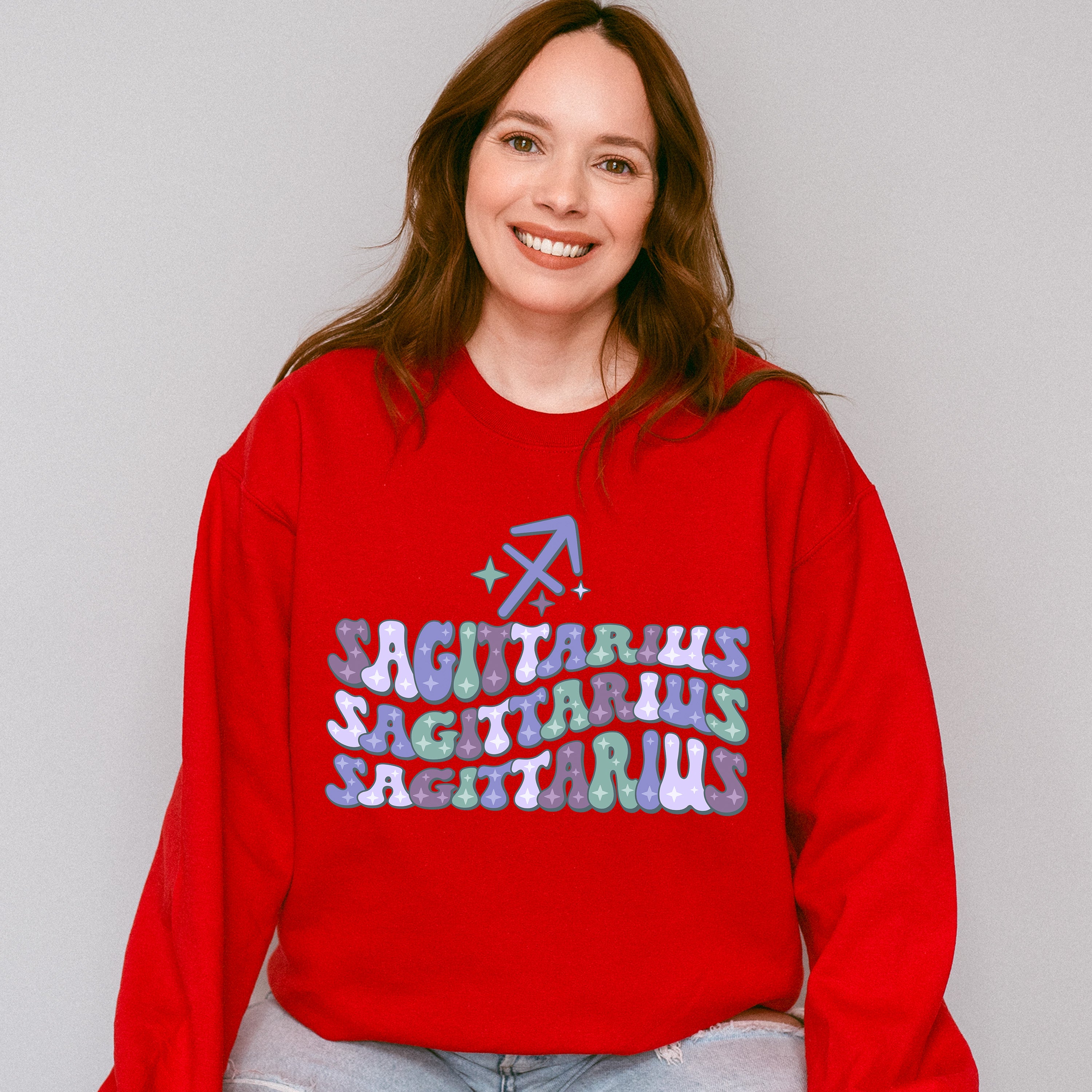 Groovy Sagittarius Design - Zodiac &amp; Horoscopes Unisex Crewneck T-Shirt Sweatshirt Hoodie