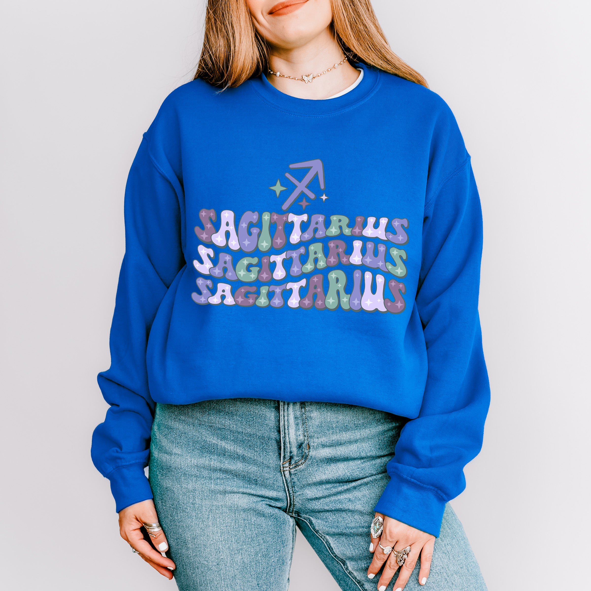 Groovy Sagittarius Design - Zodiac &amp; Horoscopes Unisex Crewneck T-Shirt Sweatshirt Hoodie