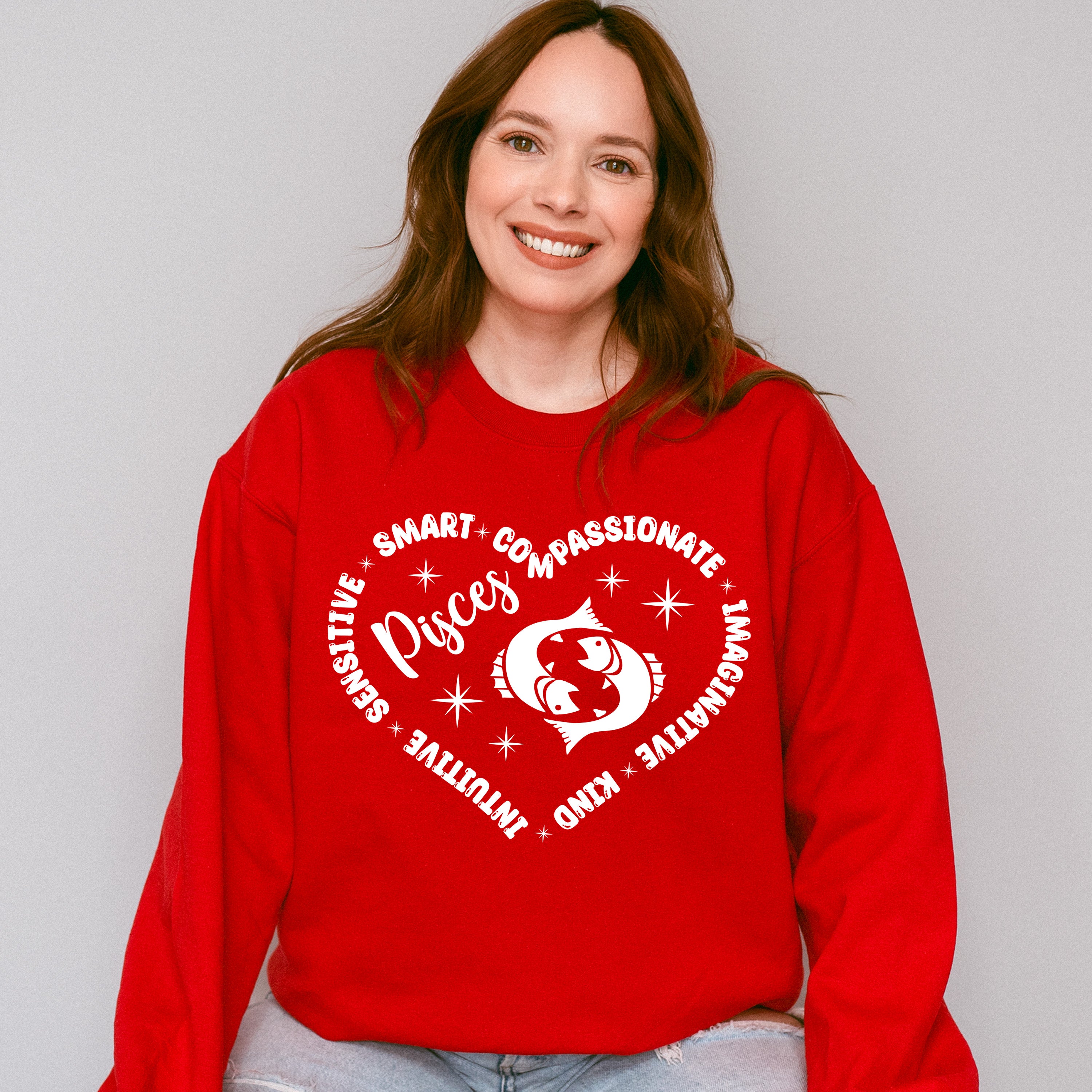 Pisces Heart Design - Zodiac &amp; Horoscopes Unisex Crewneck T-Shirt Sweatshirt Hoodie
