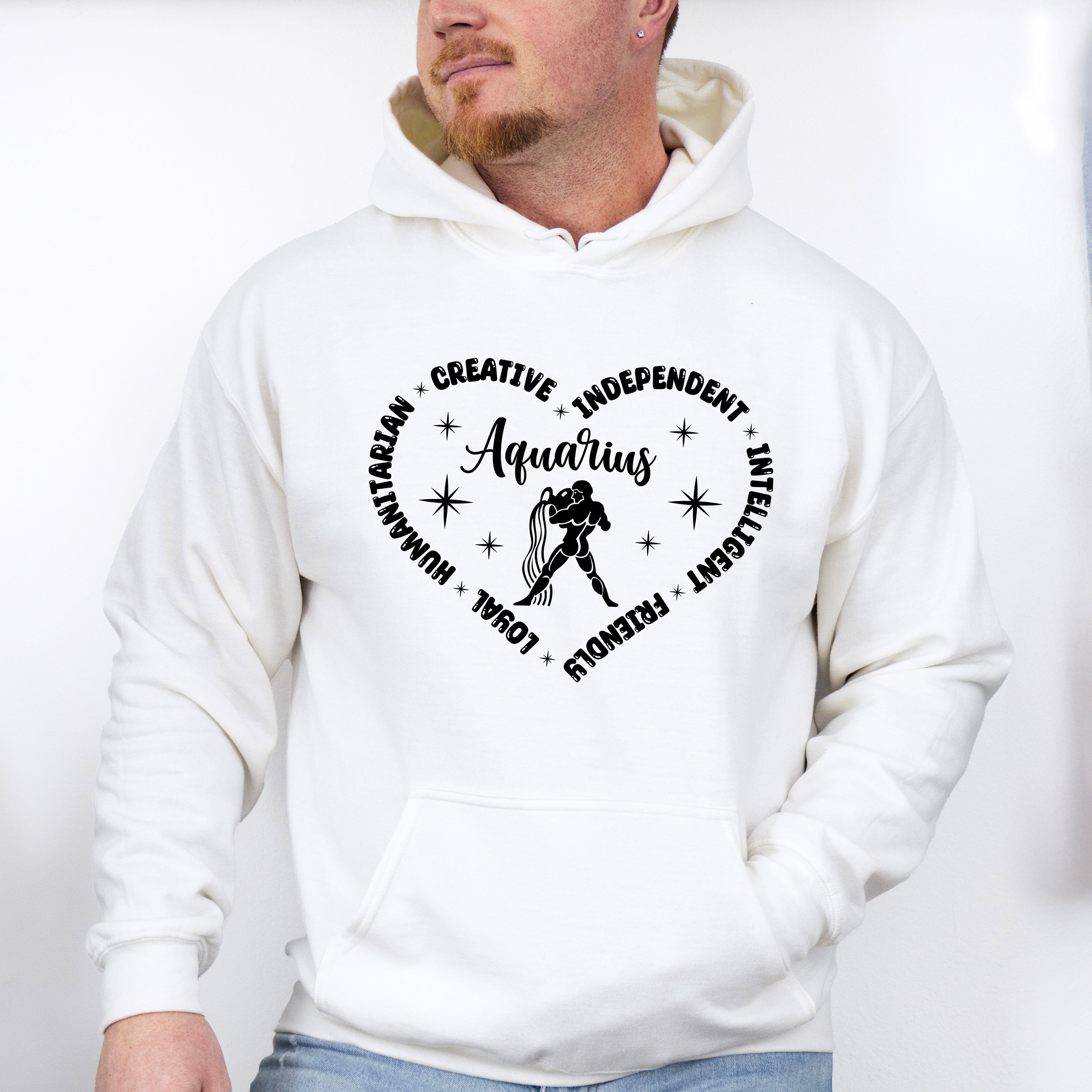 Aquarius Heart Design - Zodiac &amp; Horoscopes Unisex Crewneck T-Shirt Sweatshirt Hoodie