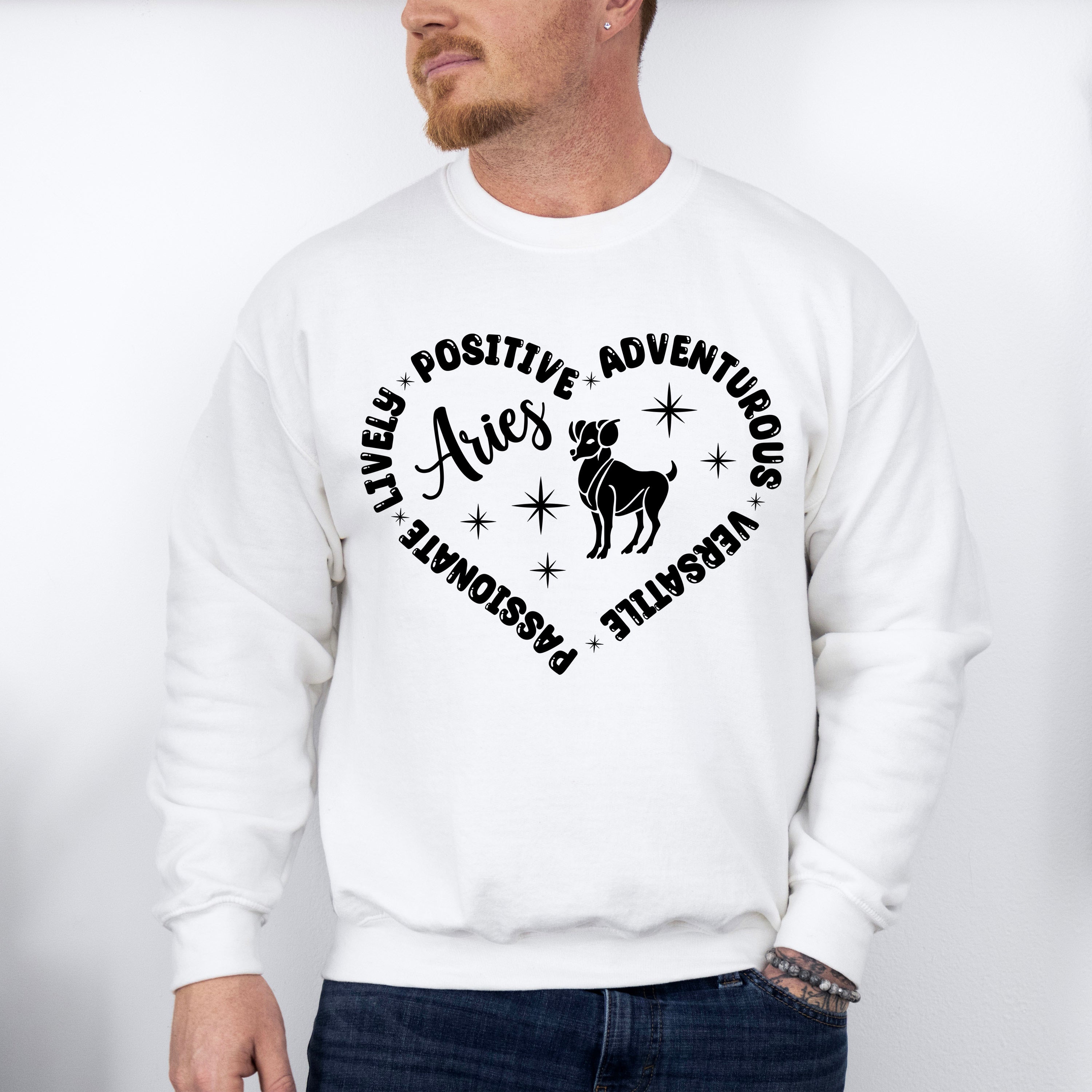Aries Heart Design - Zodiac &amp; Horoscopes Unisex Crewneck T-Shirt Sweatshirt Hoodie