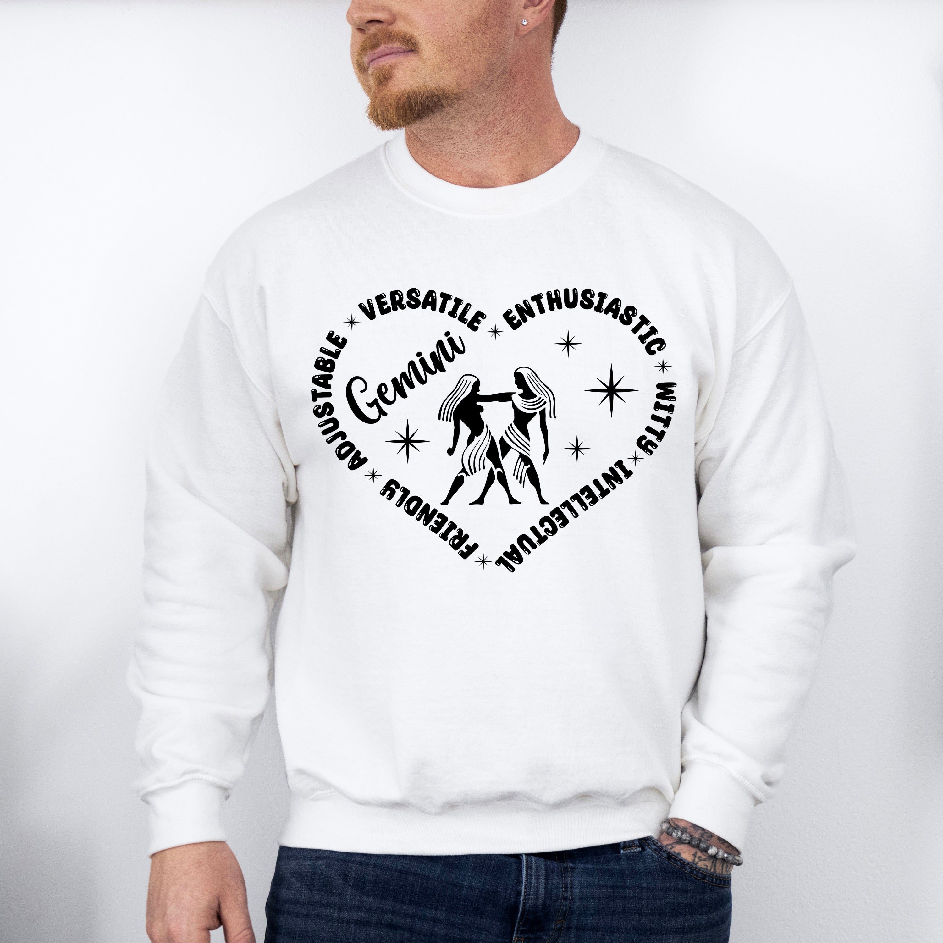Gemini Heart Design - Zodiac &amp; Horoscopes Unisex Crewneck T-Shirt Sweatshirt Hoodie