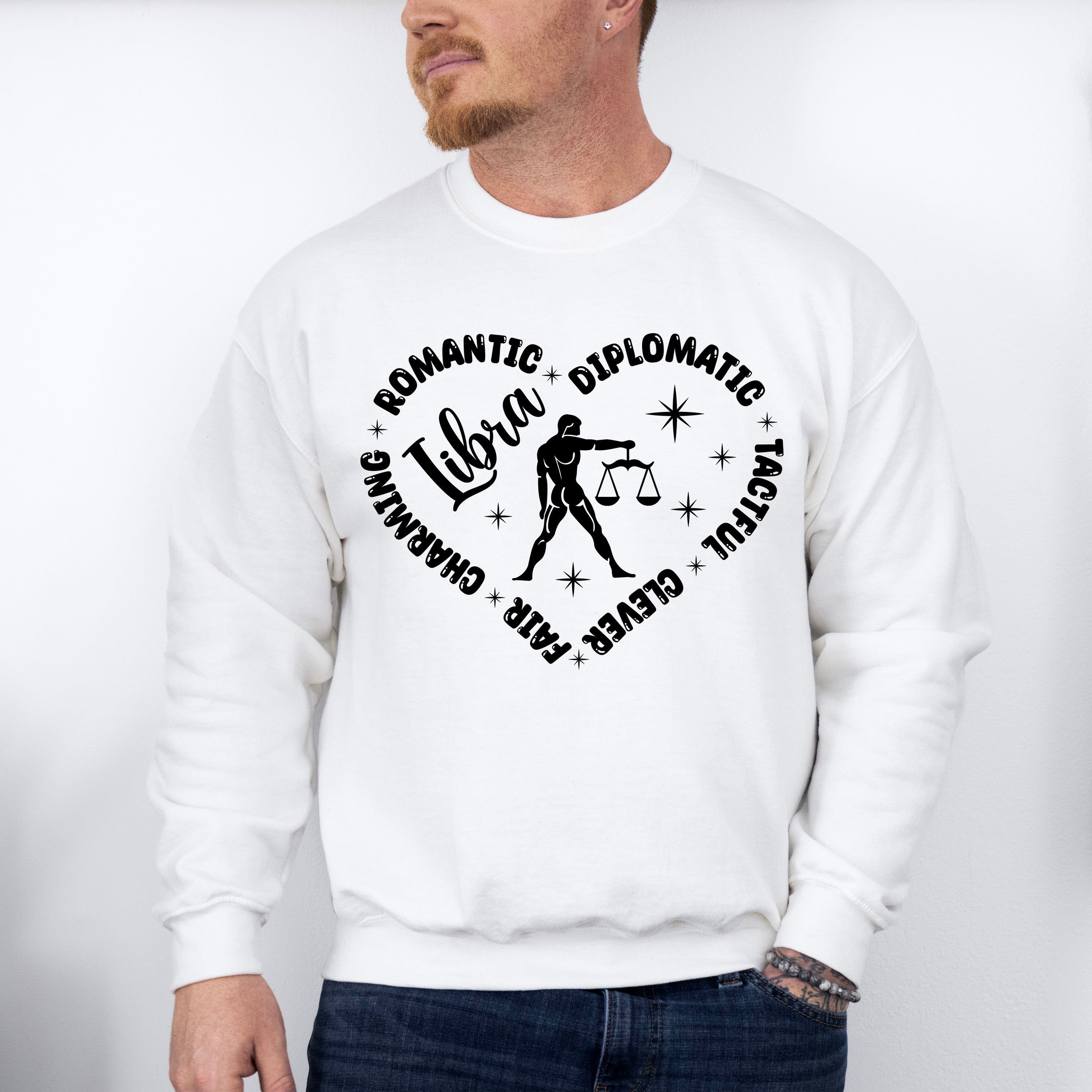 Libra Heart Design - Zodiac &amp; Horoscopes Unisex Crewneck T-Shirt Sweatshirt Hoodie
