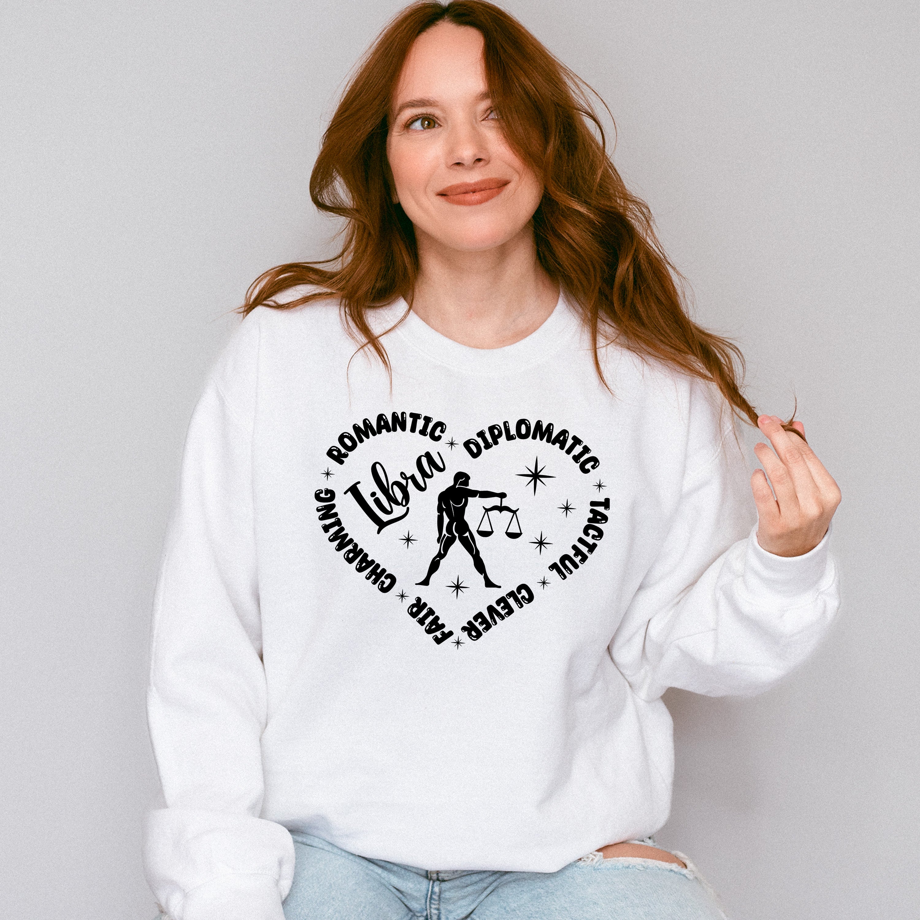 Libra Heart Design - Zodiac &amp; Horoscopes Unisex Crewneck T-Shirt Sweatshirt Hoodie