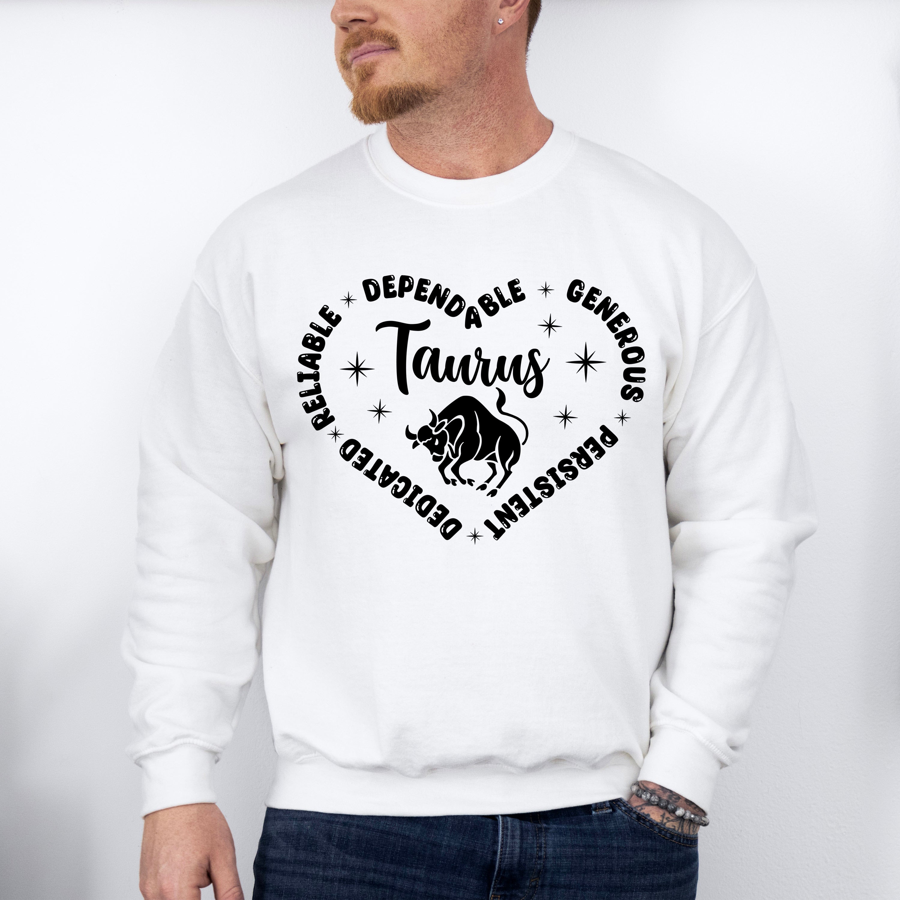 Taurus Heart Design - Zodiac &amp; Horoscopes Unisex Crewneck T-Shirt Sweatshirt Hoodie
