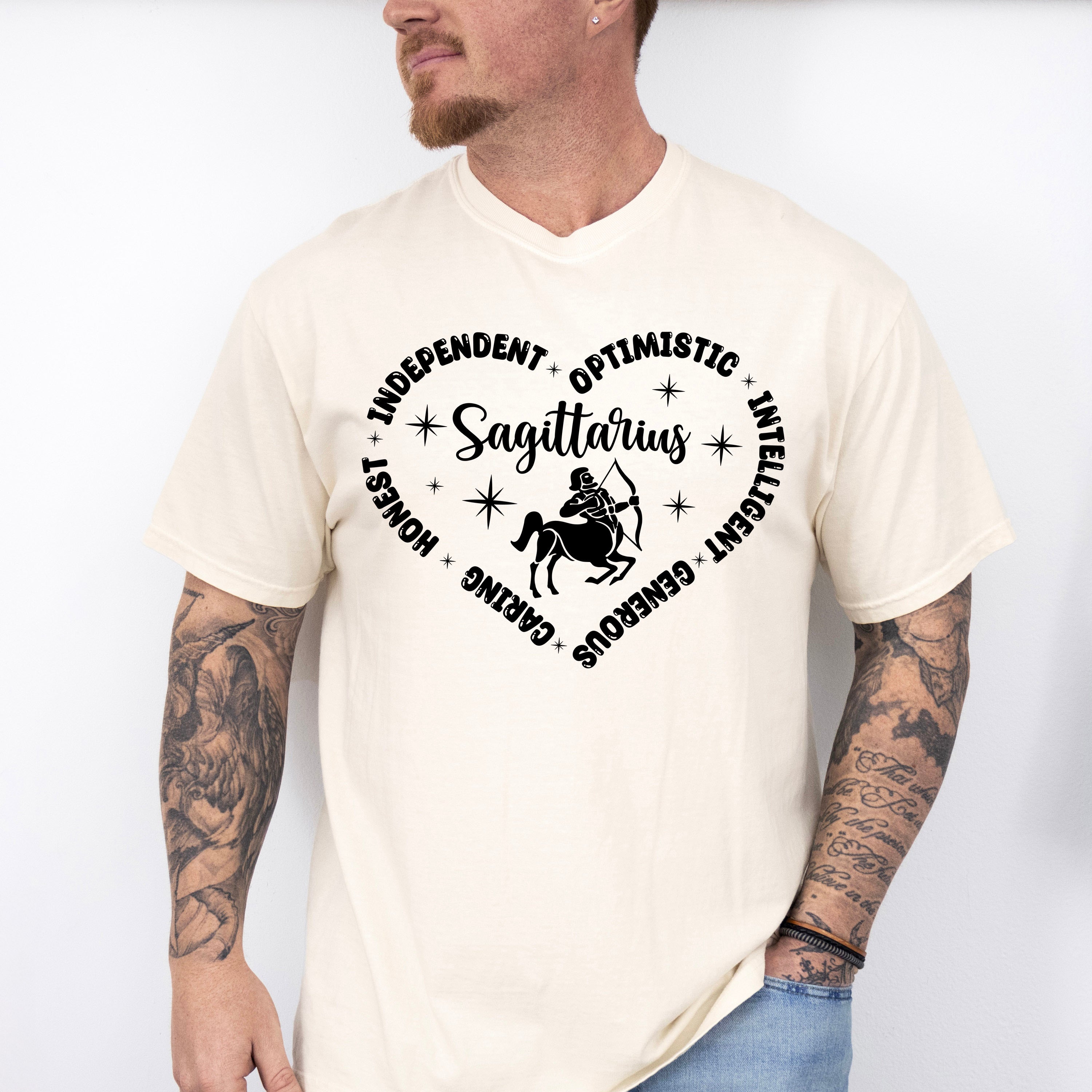 Sagittarius Heart Design - Zodiac &amp; Horoscopes Unisex Crewneck T-Shirt Sweatshirt Hoodie