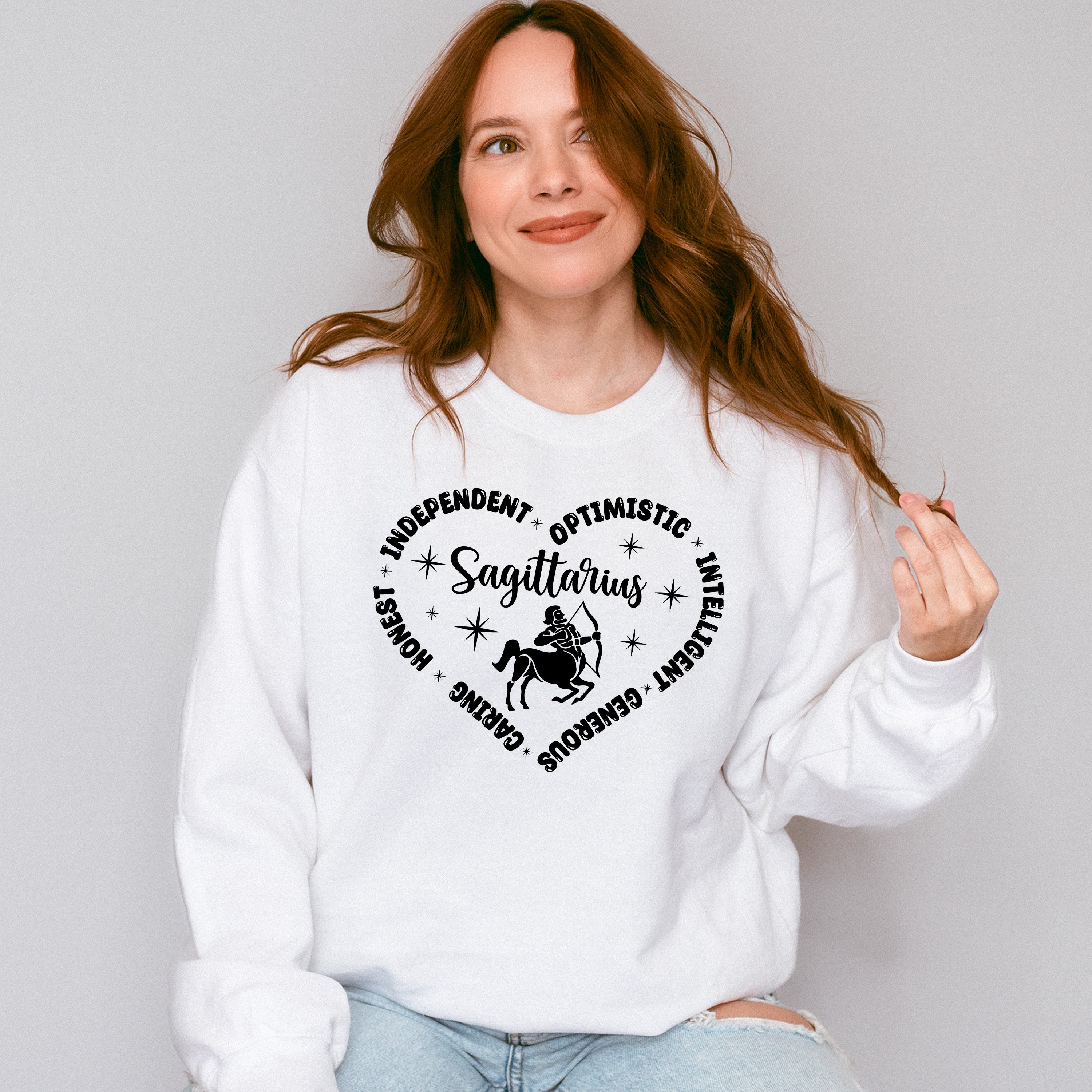 Sagittarius Heart Design - Zodiac &amp; Horoscopes Unisex Crewneck T-Shirt Sweatshirt Hoodie
